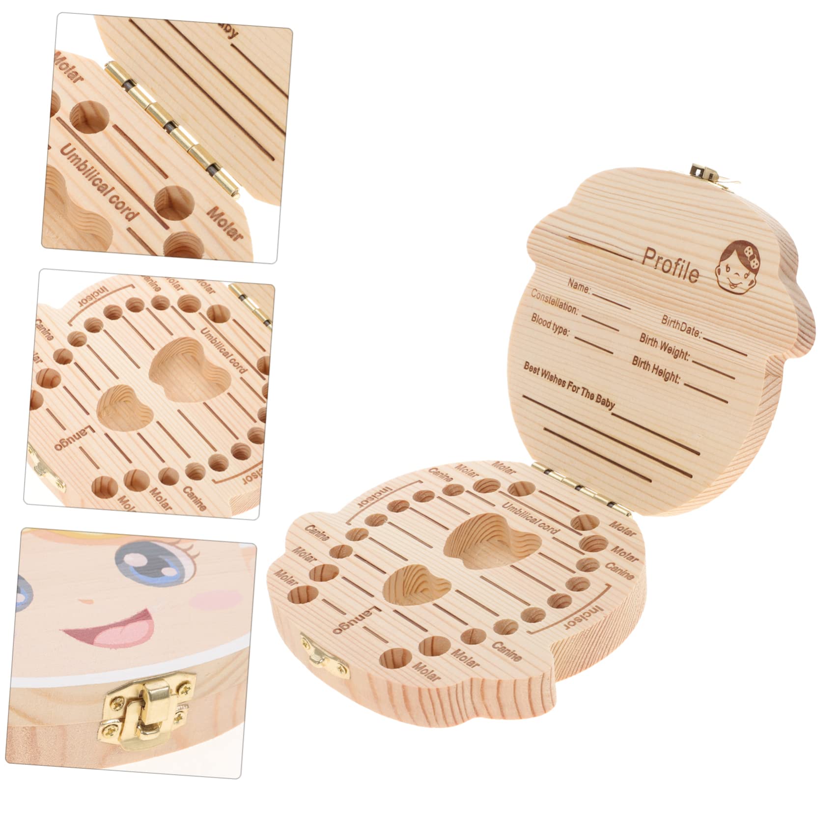 ULDIGI First Tooth Box - Baby Tooth Keepsake Wooden Storage Case with Cartoon Design for Girls | Perfect Baby Shower Gift & Milestone Memory Keeper