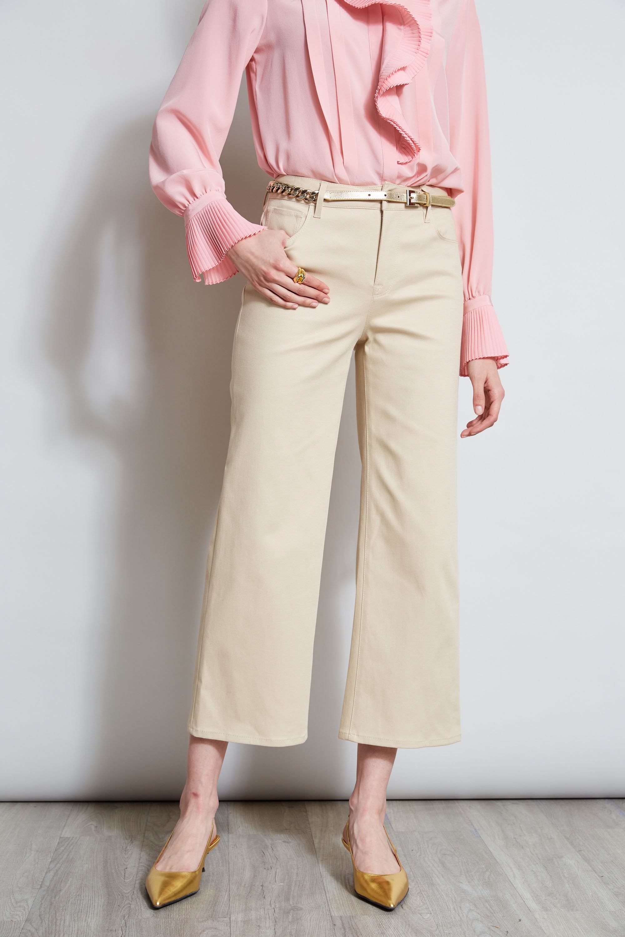 Stretch Denim Wide Leg Pants for Women - High Waisted Comfortable Flared Jeans - Casual & Office Wear