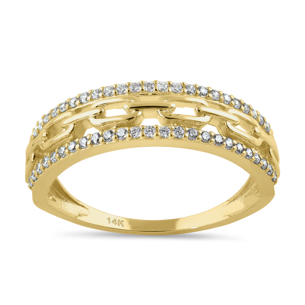 14K Solid Gold Trendy CZ Ring for Women - Elegant Cubic Zirconia Statement Jewelry for Parties, Weddings & Everyday Wear