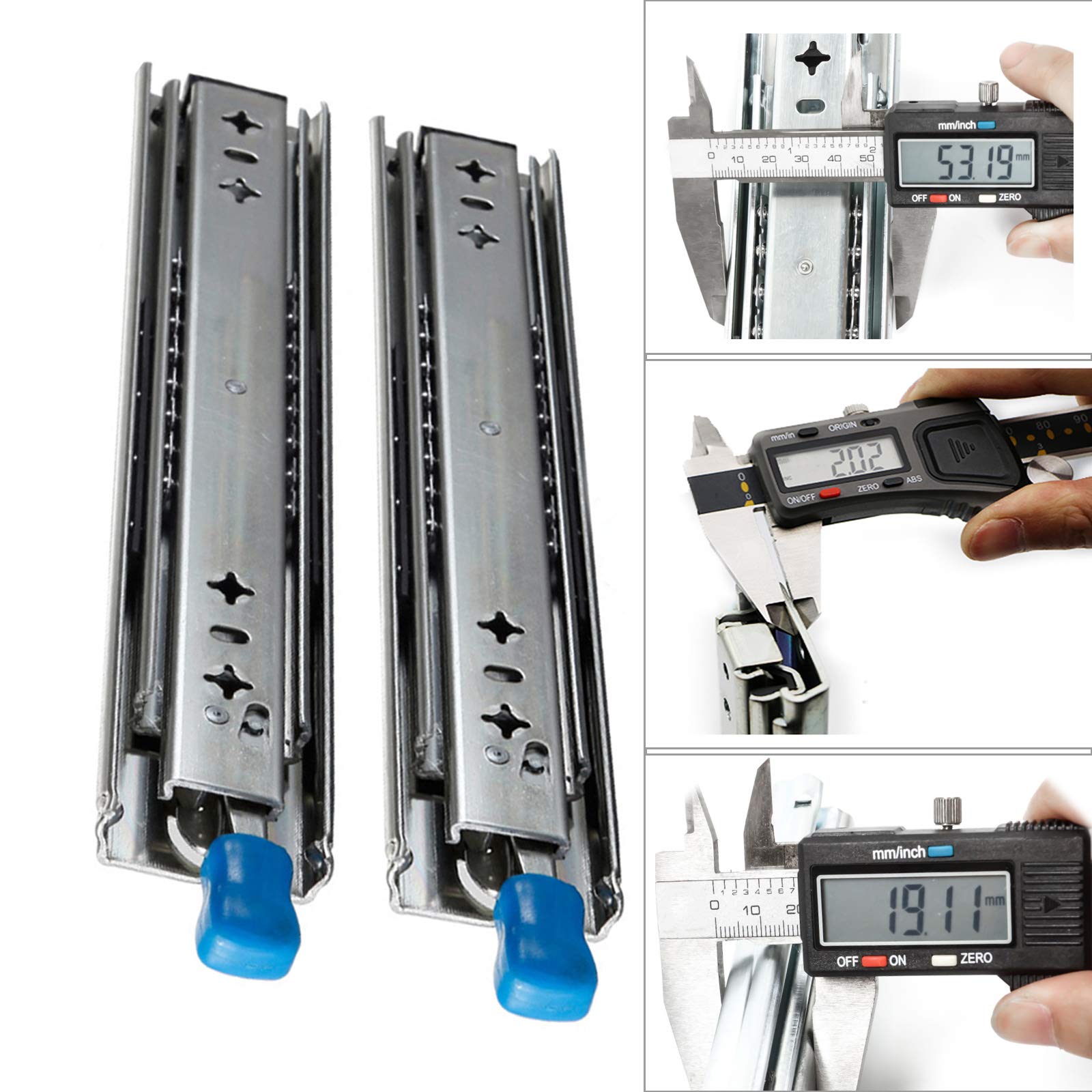 2-Pack Heavy Duty Ball Bearing Drawer Slides - 3-Fold Full Extension Glides with 240lb Weight Capacity | Perfect for Kitchen Cabinets, Office Furniture & DIY Storage Solutions