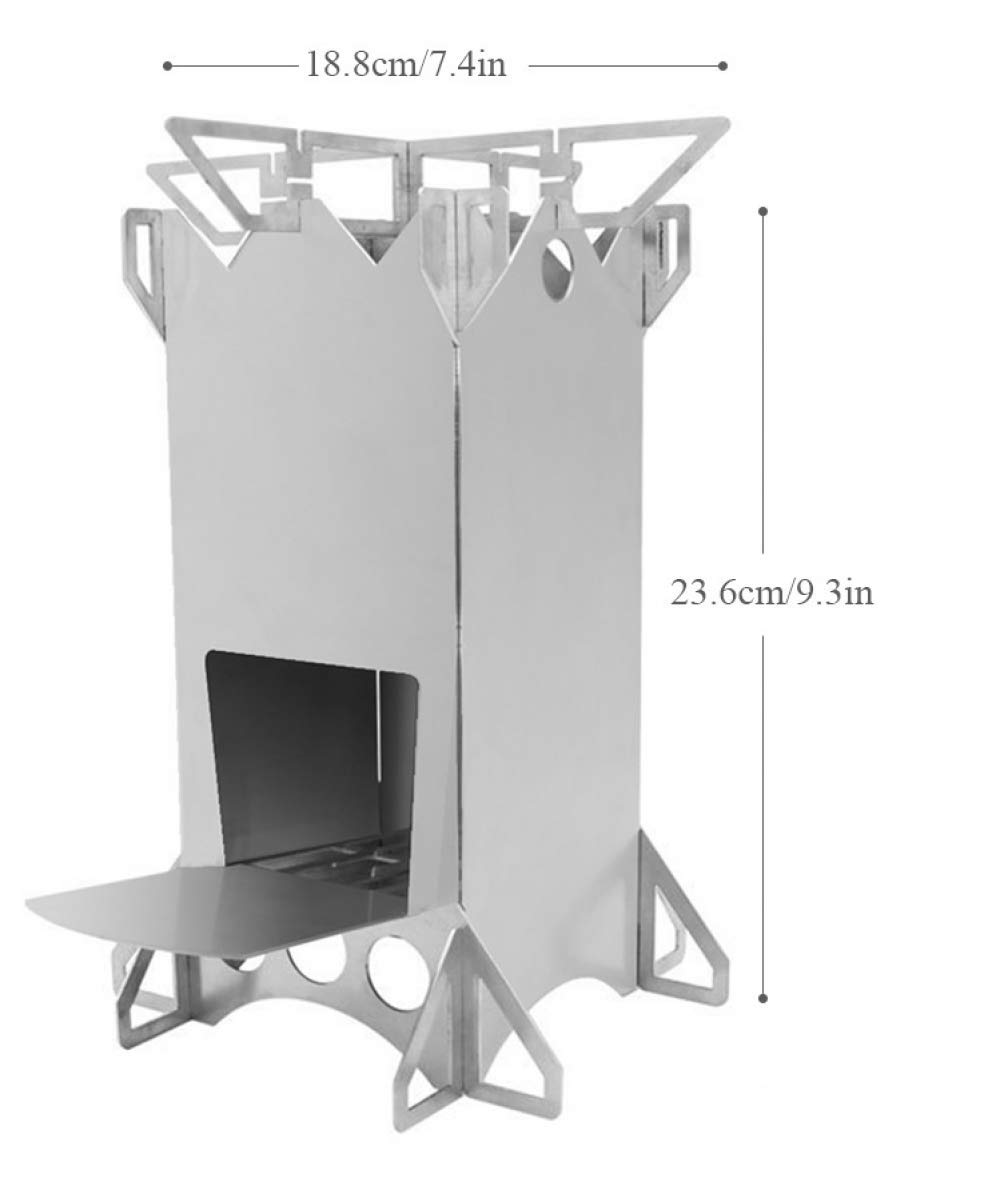 Portable Stainless Steel Wood Burning Camping Stove - Collapsible Outdoor Tent Stove for Backpacking, Hiking & Survival Cooking | Perfect for Campfires, Picnics & Emergency Preparedness
