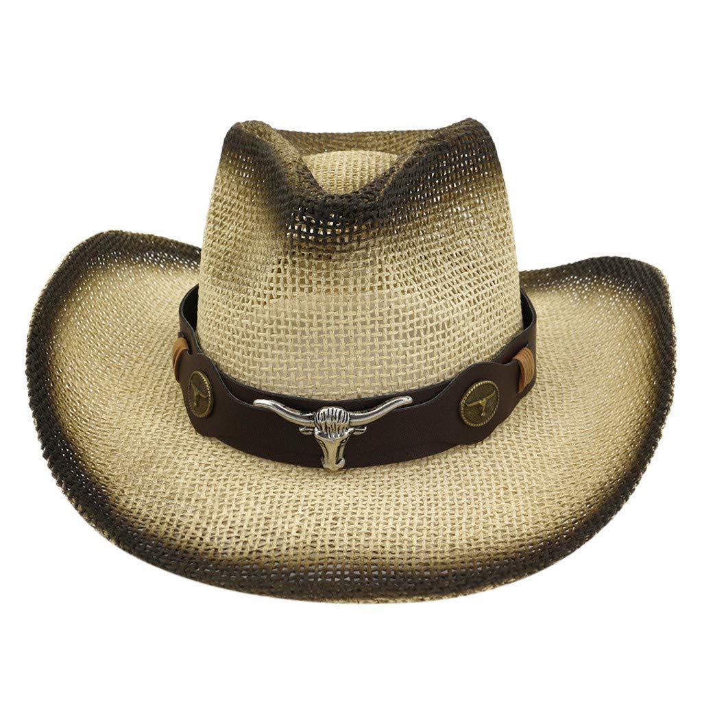 Vintage Western Cowboy Hat for Men & Women - Leather Belt Wide Brim Foldable Panama Riding Hat - Perfect for Rodeo, Country Music Festivals & Outdoor Adventures