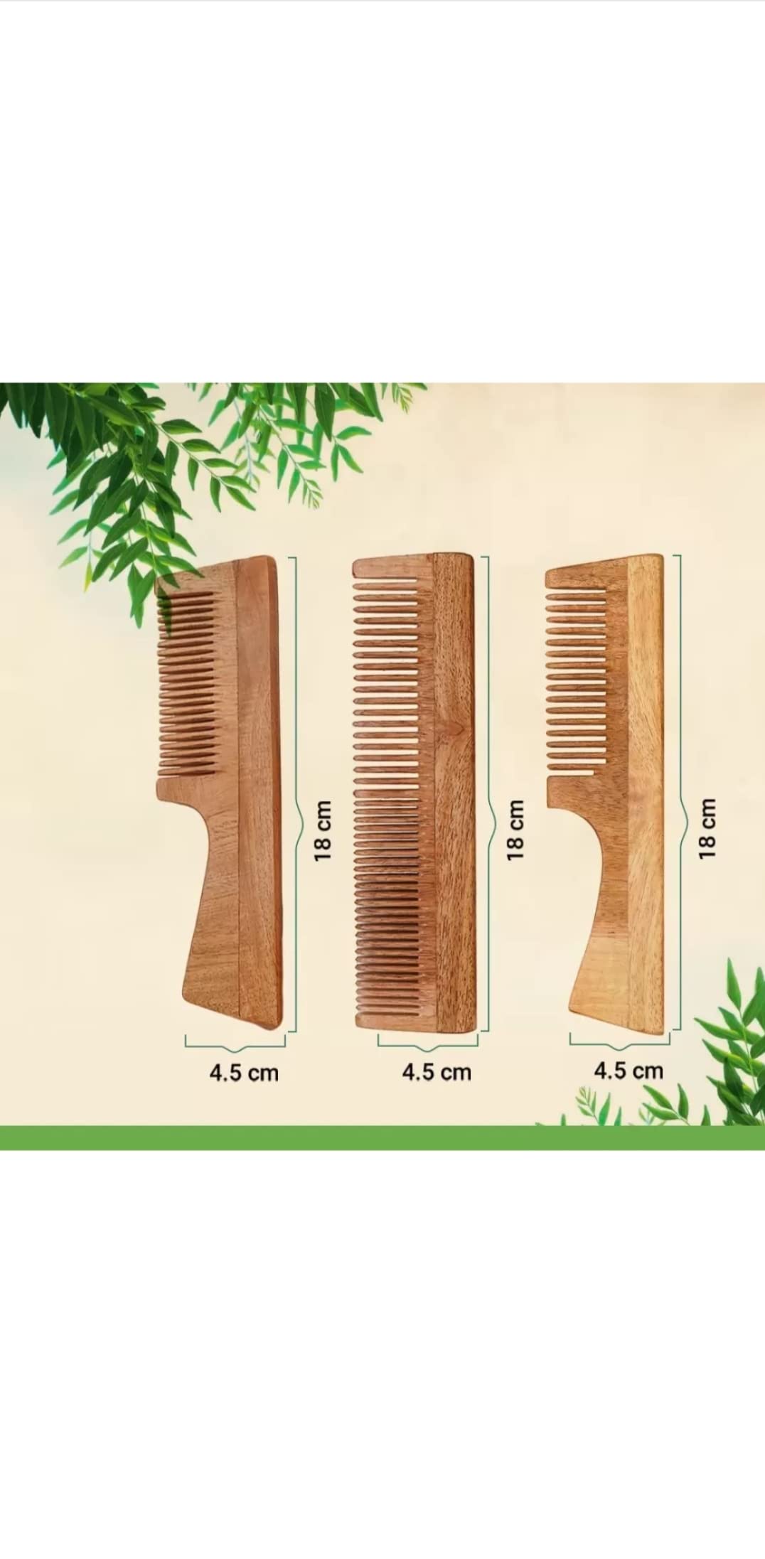 Organic Neem Wooden Comb for Dandruff Control & Hair Fall Prevention - Anti-Frizz & Scalp Care for Men & Women - Perfect for Daily Hair Care & Natural Styling