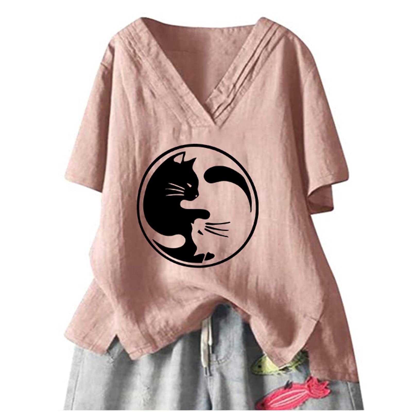 Women's Flowy Tunic Tops - Short Sleeve V-Neck Casual Shirts for Summer | Perfect for Beach, Office & Everyday Wear
