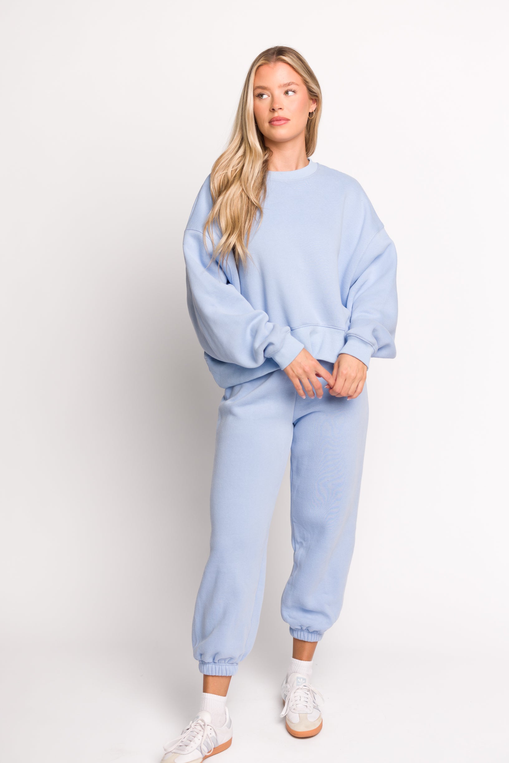 Soft & Cozy Baby Blue Sweatpants for Women - High Waisted Lounge Pants with Pockets - Perfect for Yoga, Running Errands & Relaxing at Home