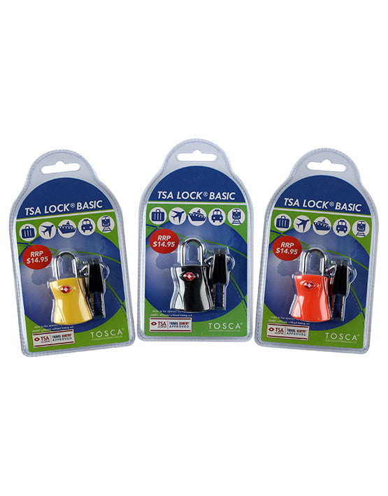 Tosca TCA004 TSA Approved Luggage Lock - Black | Secure Travel Suitcase & Backpack for Airports & Hotels