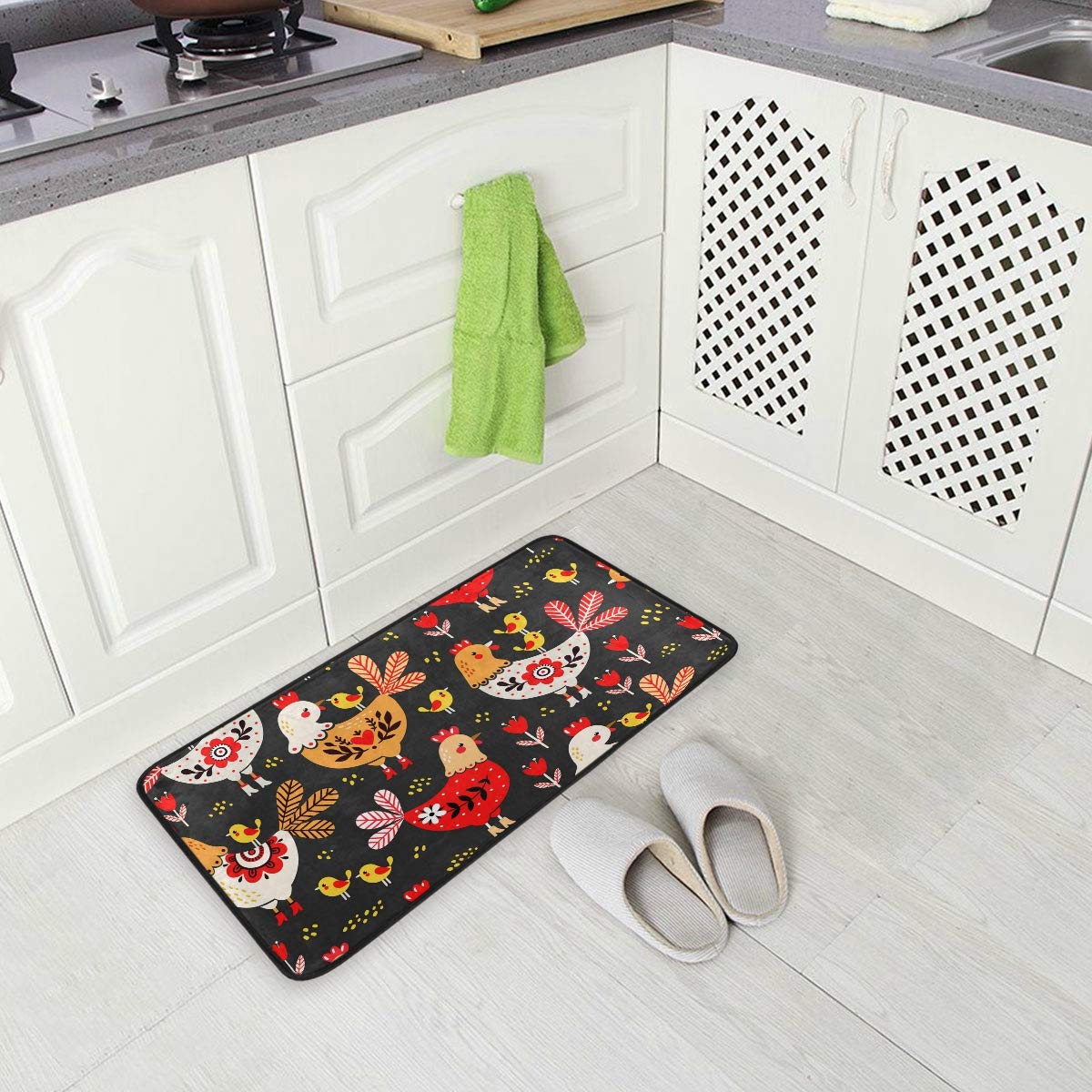 Susiyo Anti-Fatigue Kitchen Mat - Non-Slip Cute Rooster Design, Oil & Stain Resistant, Easy to Clean Floor Rug for Kitchen, Bathroom, Indoor & Outdoor Use - Perfect for Cooking Areas, Entryways and High-Traffic Spaces