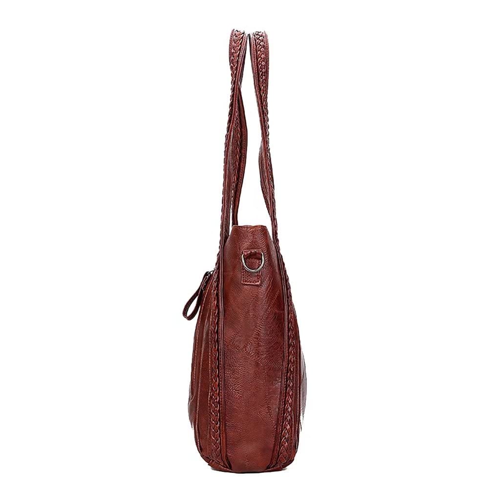 Mudono Women's Large Capacity Leather Top Handle Tote Bag - Vintage Crossbody Shoulder Bag Purse for Work, Travel & Daily Use