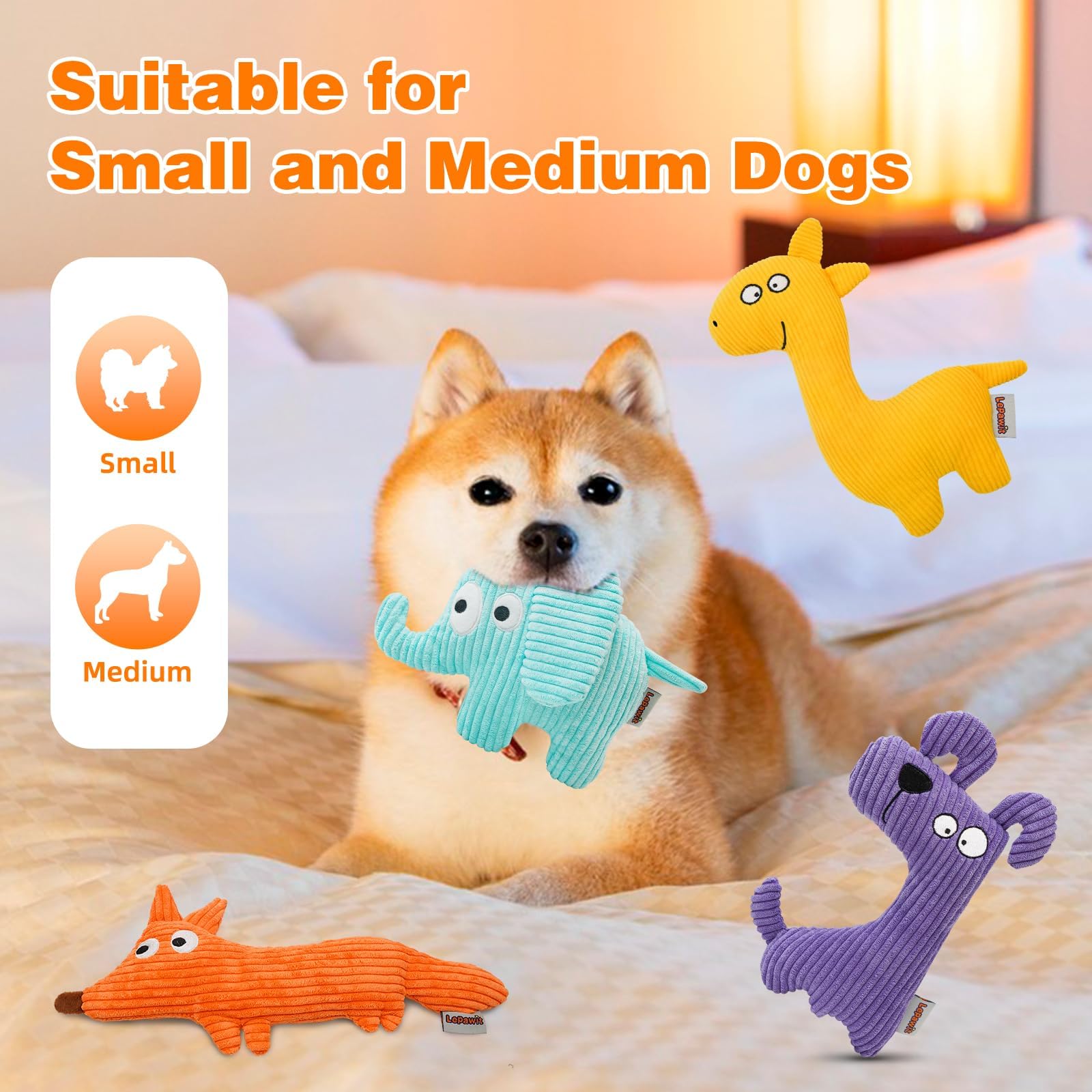 Durable Squeaky Dog Toys for Small & Medium Dogs - Soft Plush Interactive Chew Toys with Non-Shedding Material - Perfect for Indoor Play, Training & Bonding with Your Pet