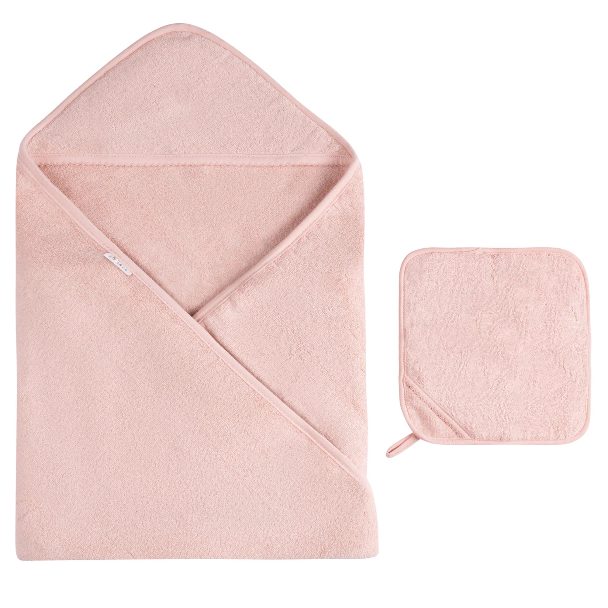 Elys & Co Scalloped Hooded Baby Towel with Pocket Washcloth - Soft Absorbent Bath Towel for Newborns, Infants & Toddlers - Perfect for Bath Time, Swimming & Beach Outings
