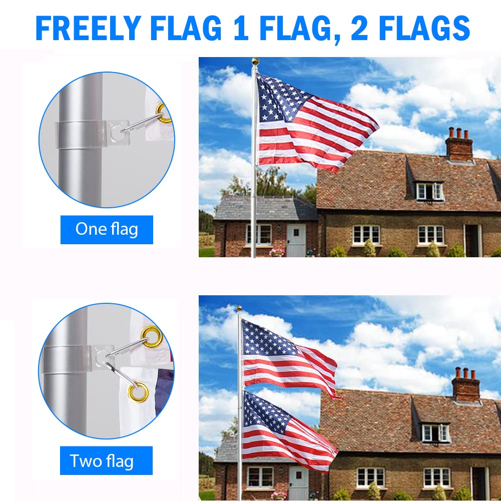 GARVEE 25FT Heavy Duty Commercial Flagpole Kit - Aluminum Telescoping In-Ground Flag Pole with Twist Lock System | Includes 3x5ft Nylon American Flag & PVC Sleeve | Perfect for Yard, Residential & Commercial Use | Ideal for Patriotic Displays, Business Branding & Outdoor Decor