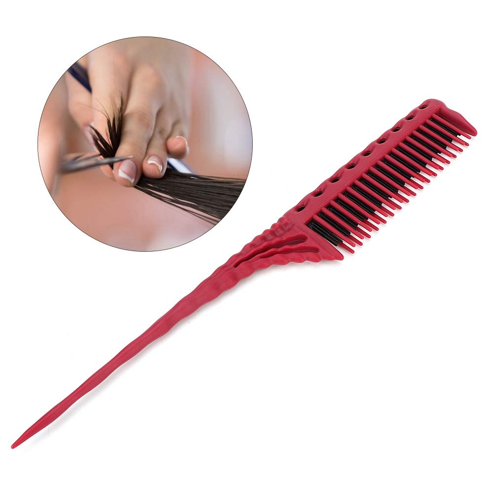 Professional Hair Styling Comb - 3 Row Barber Comb for Salon & Home Use - Detangling, Styling & Modeling Tool - Perfect for Hairdressers & DIY Hair Care (Red) - Great for Salon Treatments, Home Styling & Hair Extensions