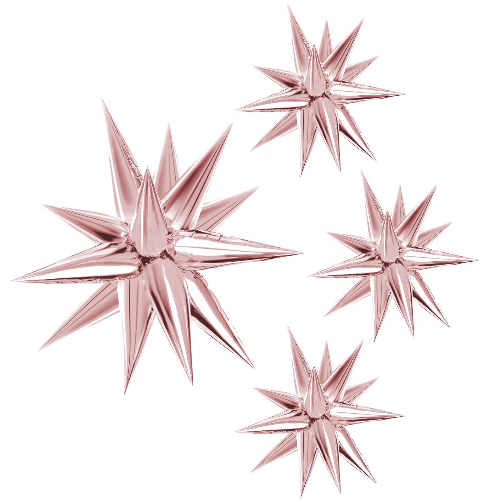 LUTER 50pcs Rose Gold Foil Cone Mylar Balloons - Exploding Star Balloons for Birthday Party, Wedding Decorations, Christmas Celebration & Photo Booth Props - Perfect for Baby Showers, Graduations & New Year's Eve Parties