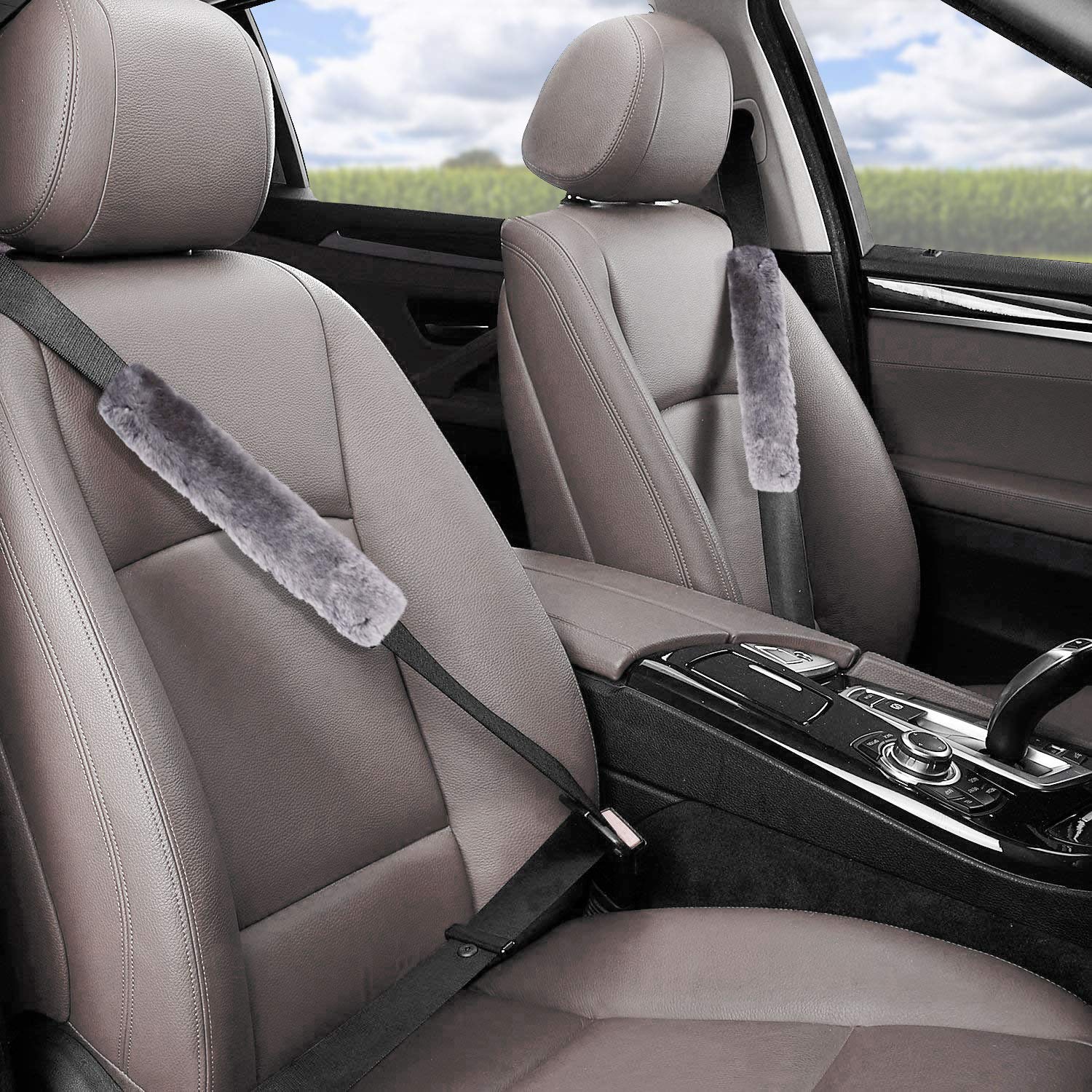 Zento Deals Soft 4-Pack Gray Seat Belt Shoulder Pads for Comfort & Safety - Car, Airplane, Bus Travel Accessories for Adults & Kids