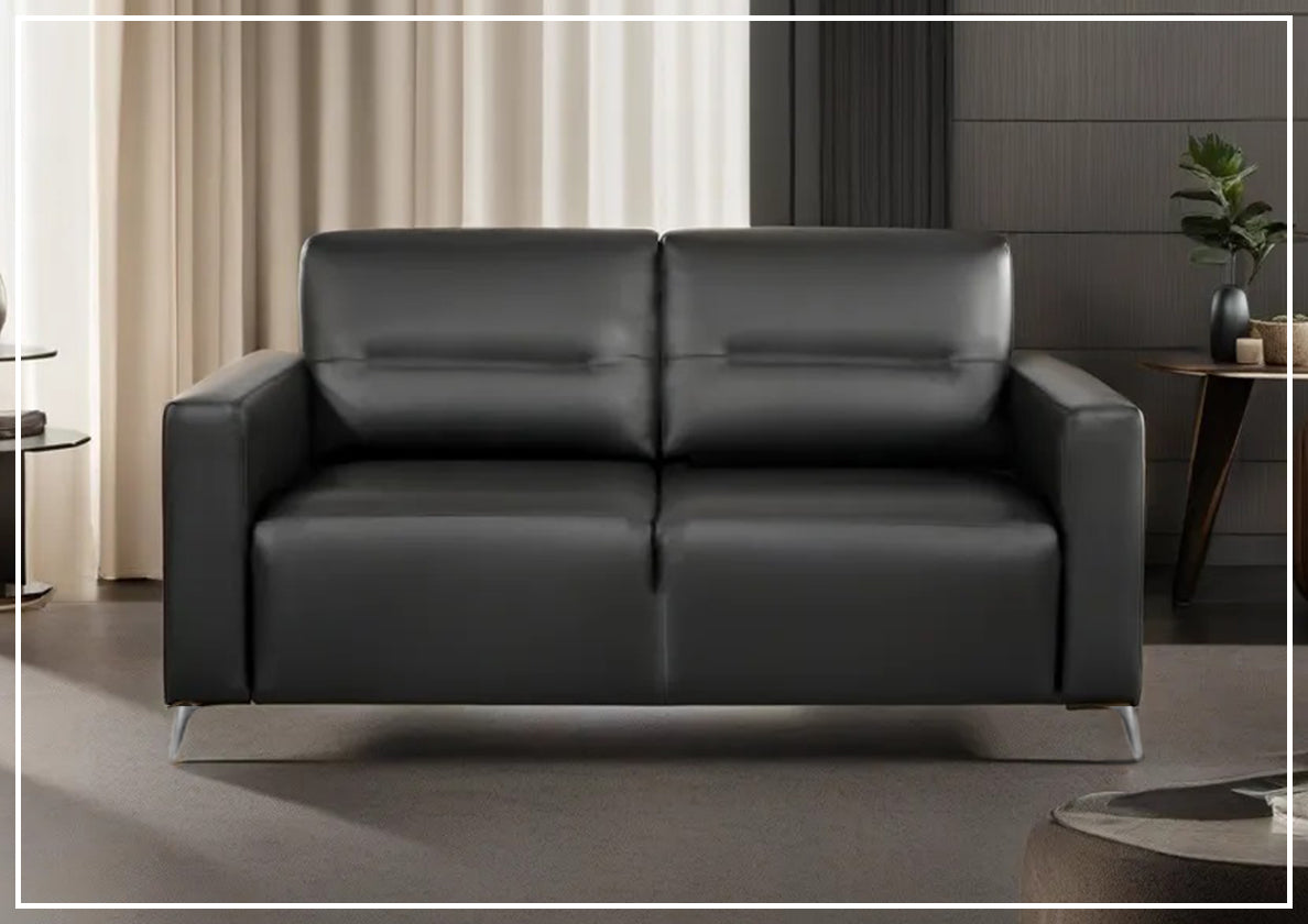 Kathy Ireland Tucson Genuine Leather Queen Sleeper Sofa with Chrome Steel Legs - Convertible Sofa Bed for Living Room, Guest Room & Small Spaces