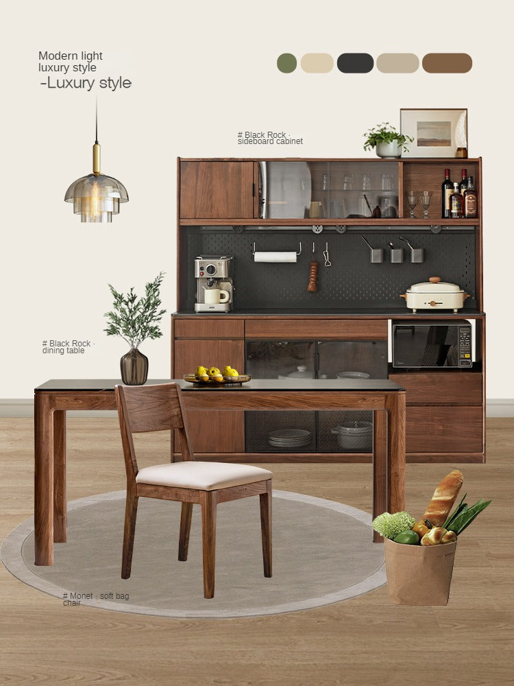 Premium Black Walnut Solid Wood Rock Slab Dining Table - Natural Wood Grain - Rustic Modern Farmhouse Style - Perfect for Dining Rooms, Kitchens & Open Concept Living Spaces