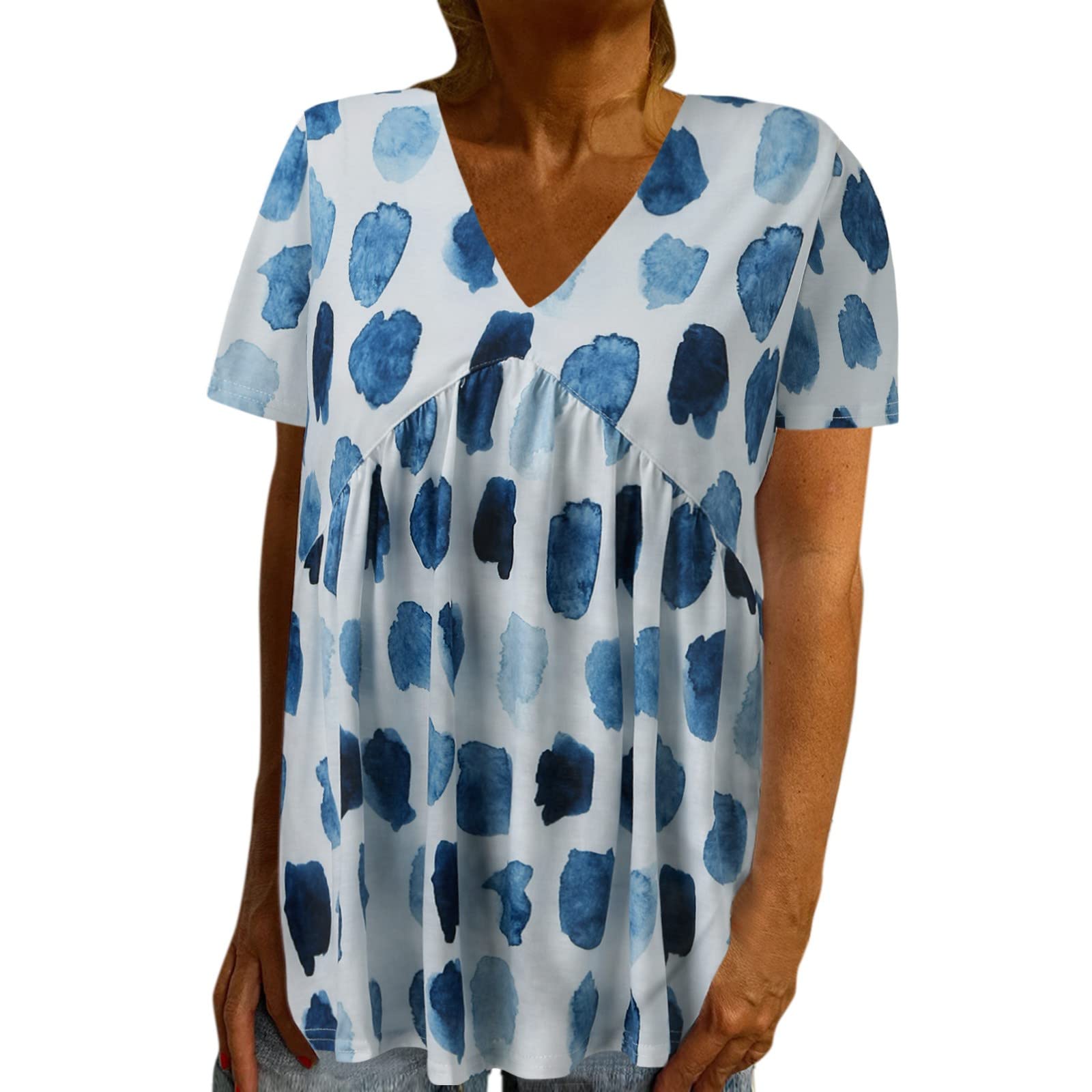 Women's Floral Short Sleeve T-Shirt - Soft V-Neck Loose Blouse & Tunic Top for Summer | Casual Graphic Tee for Outdoors, Beach & Everyday Wear