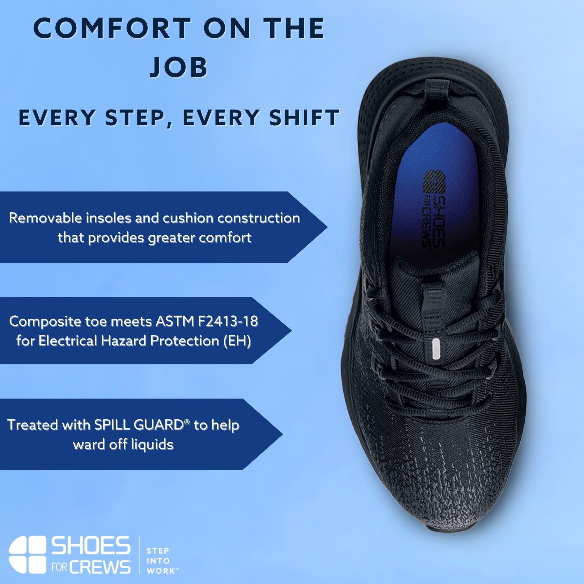 Women's Heather II Nano Composite Toe (NCT) Slip Resistant Work Shoes - Water Resistant Black Size 7 | Ideal for Restaurant, Healthcare & Industrial Workers