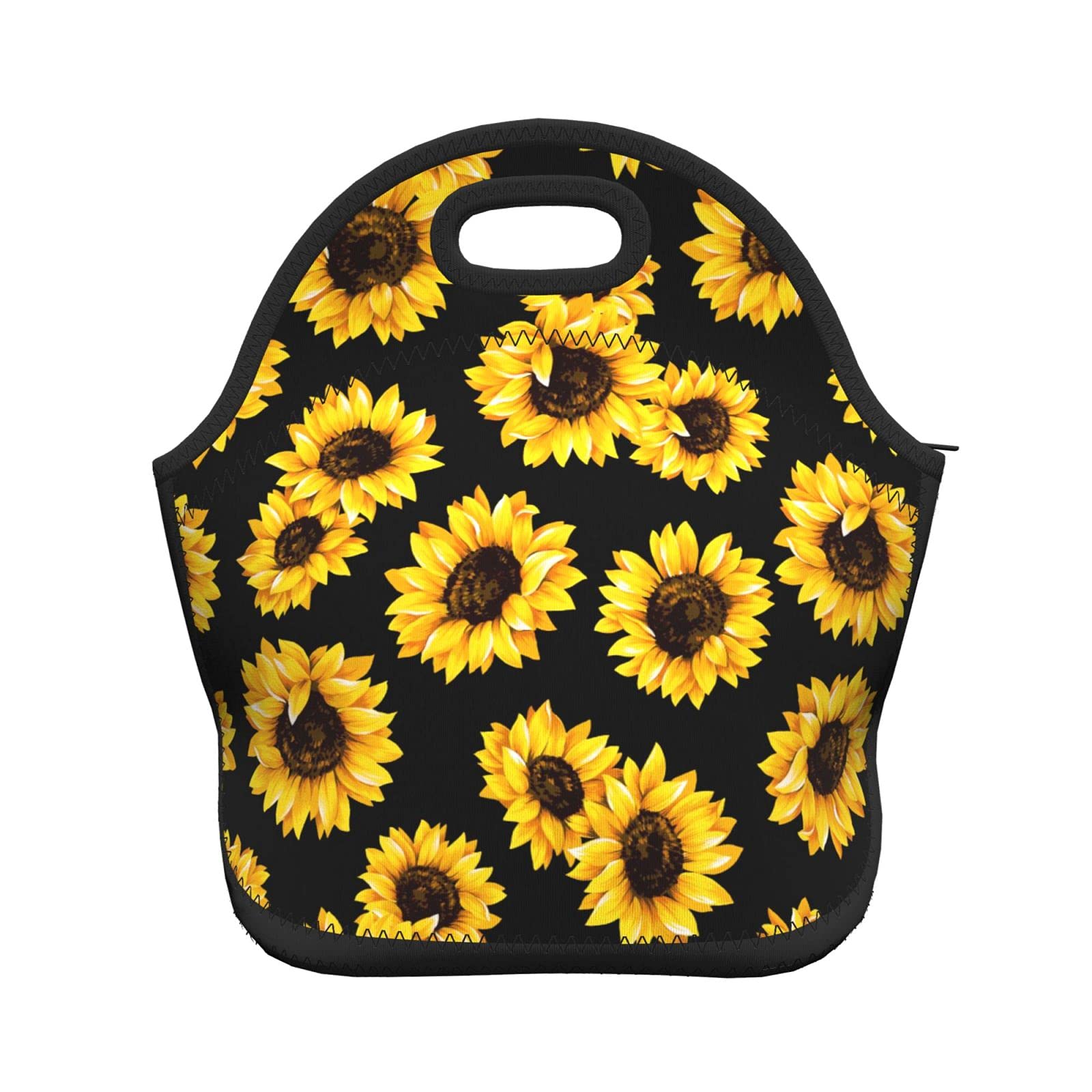 Retro Sunflowers Insulated Lunch Bag - Neoprene Floral Lunch Box for Adults & Kids, Perfect for Work, School, Travel, Picnic & Outdoor Activities | Sunflower Pattern Tote