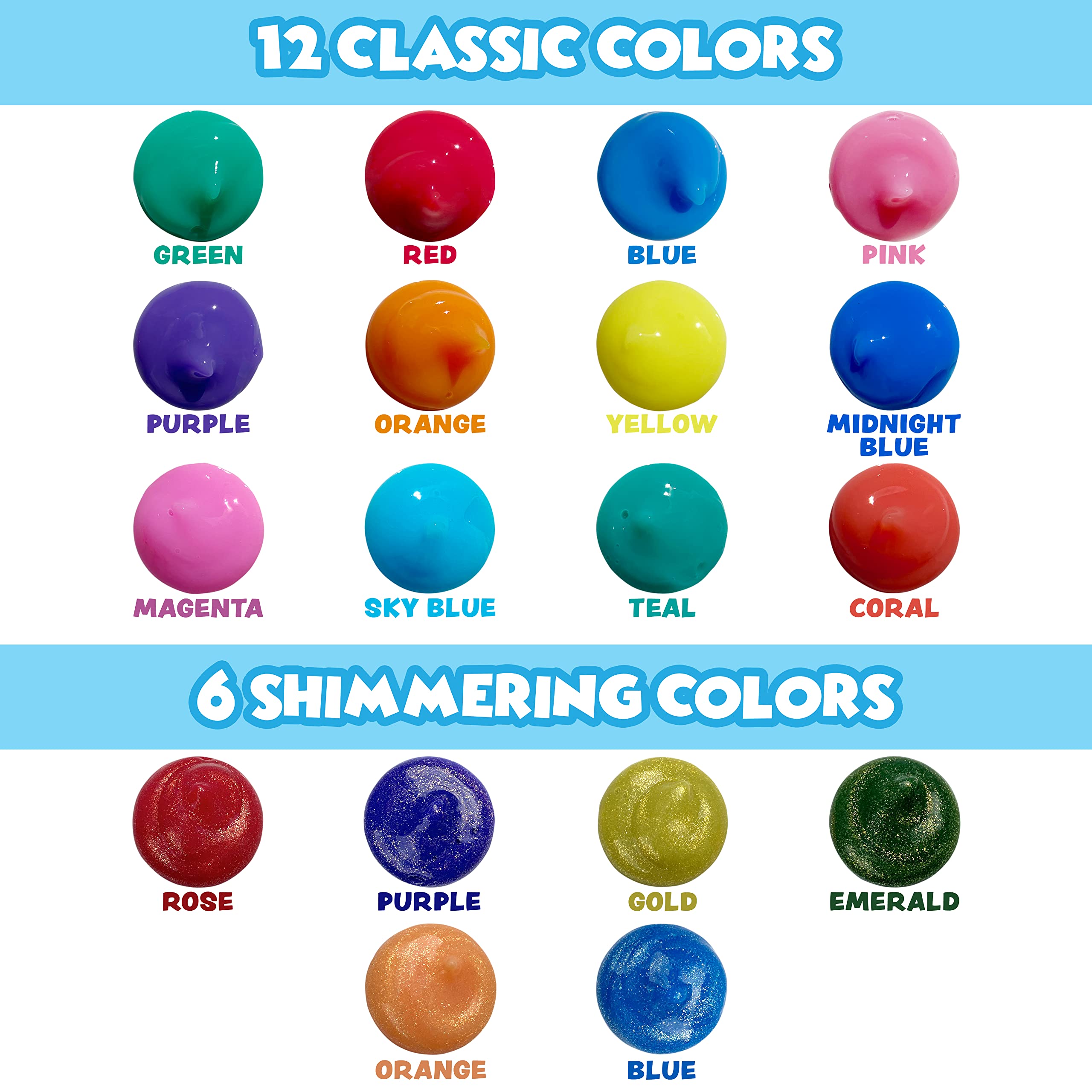 Tub Works® Non-Toxic Bath Paint Soap - 18 Pack Washable Bathtub Finger Paint for Toddlers & Kids | Creative Bath Toys for Sensory Play | Easy-to-Clean & Safe for Bathtime Fun | Perfect for Birthday Gifts & Preschool Activities