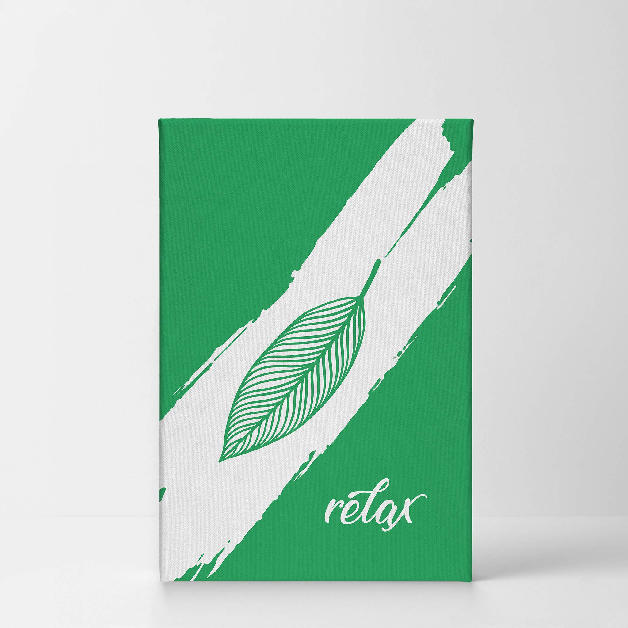 Smile Art Design Relax Typography Green Bathroom Canvas Print - 40x30 Inch Ready to Hang Wall Decor - Made in USA - Perfect for Bathroom, Living Room & Home Decoration