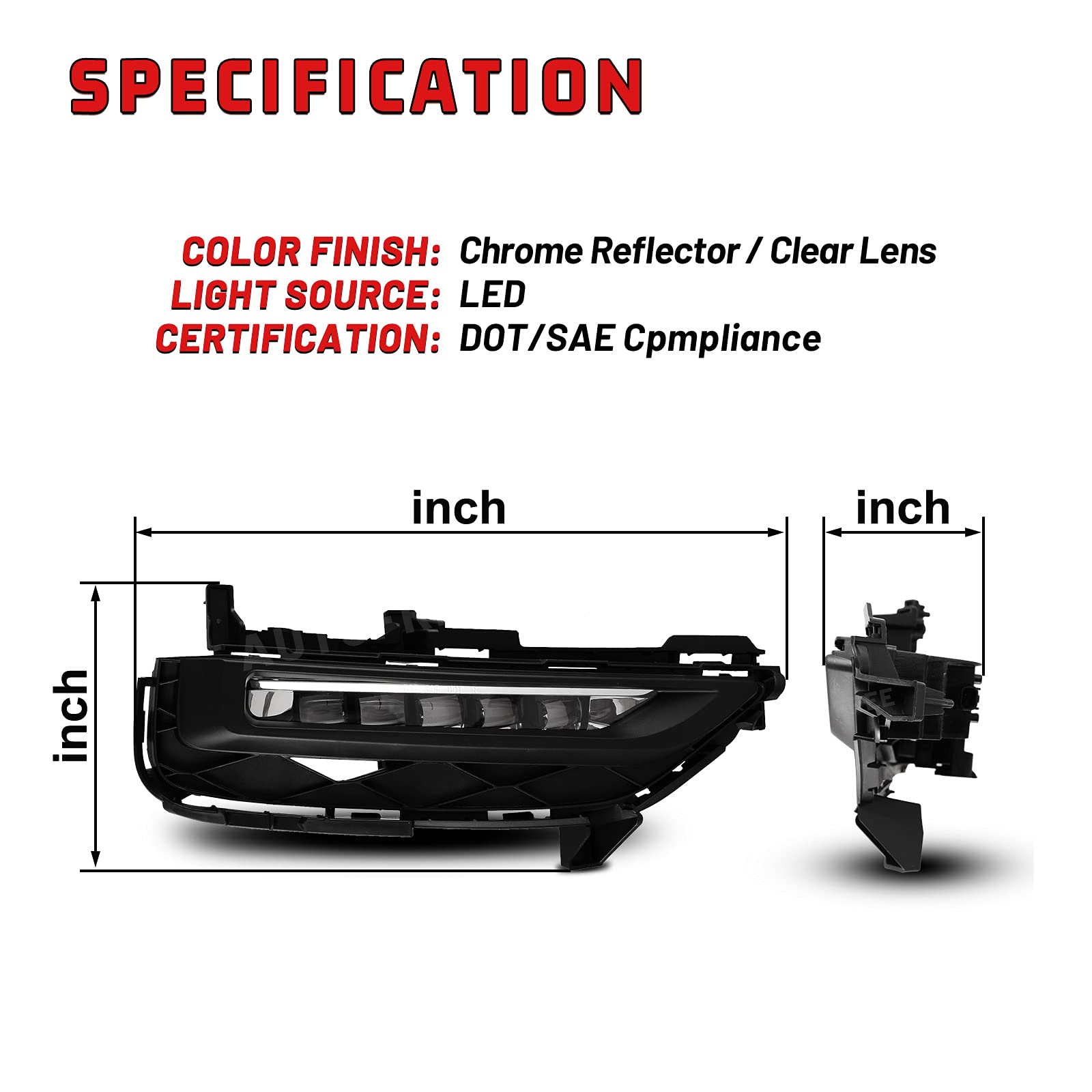 2016-2017 Honda Accord Coupe LED Fog Lights with DRL - Clear Lens, Wiring Kit & Switch Included (1 Pair) - Perfect for Night Driving & Enhanced Visibility