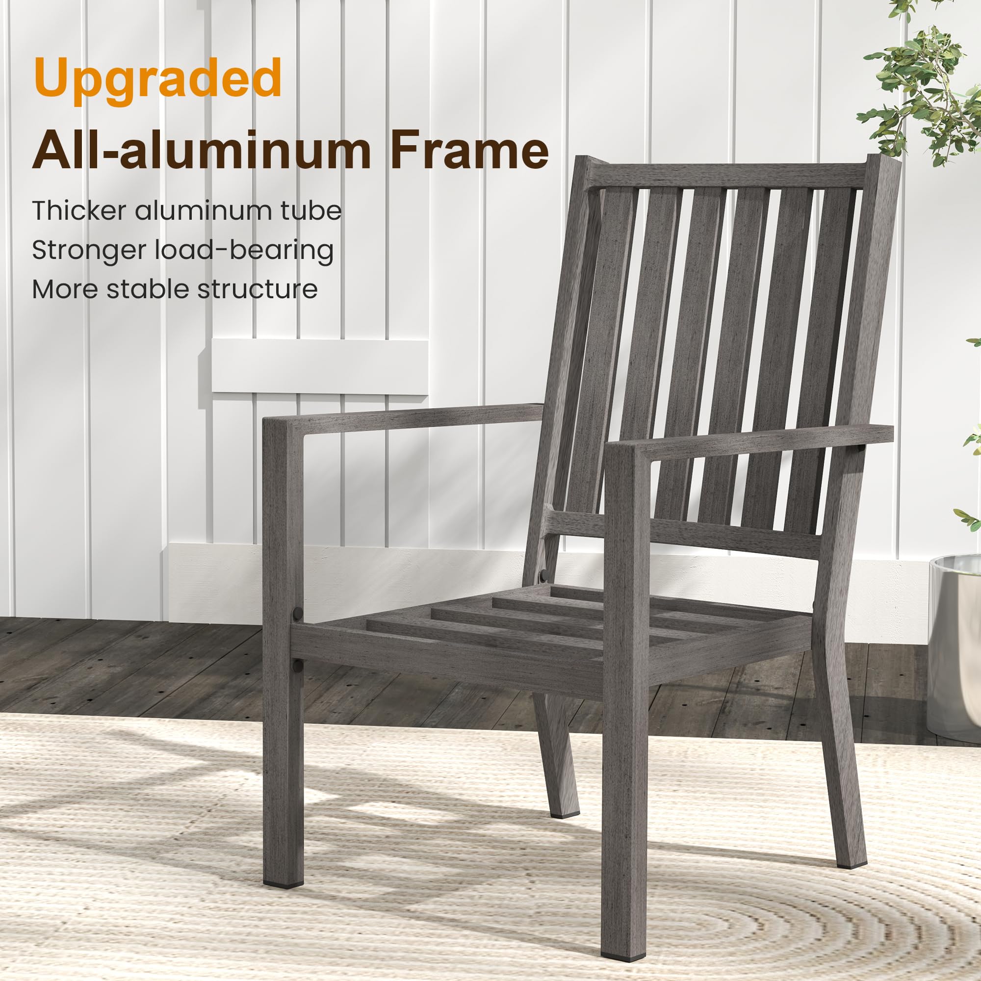 RoyalCraft 7-Piece Aluminum Outdoor Dining Set with Removable Cushions - Patio Table & 6 Chairs for Garden, Backyard, Lawn - Perfect for BBQs, Family Gatherings & Outdoor Entertaining (Gray)