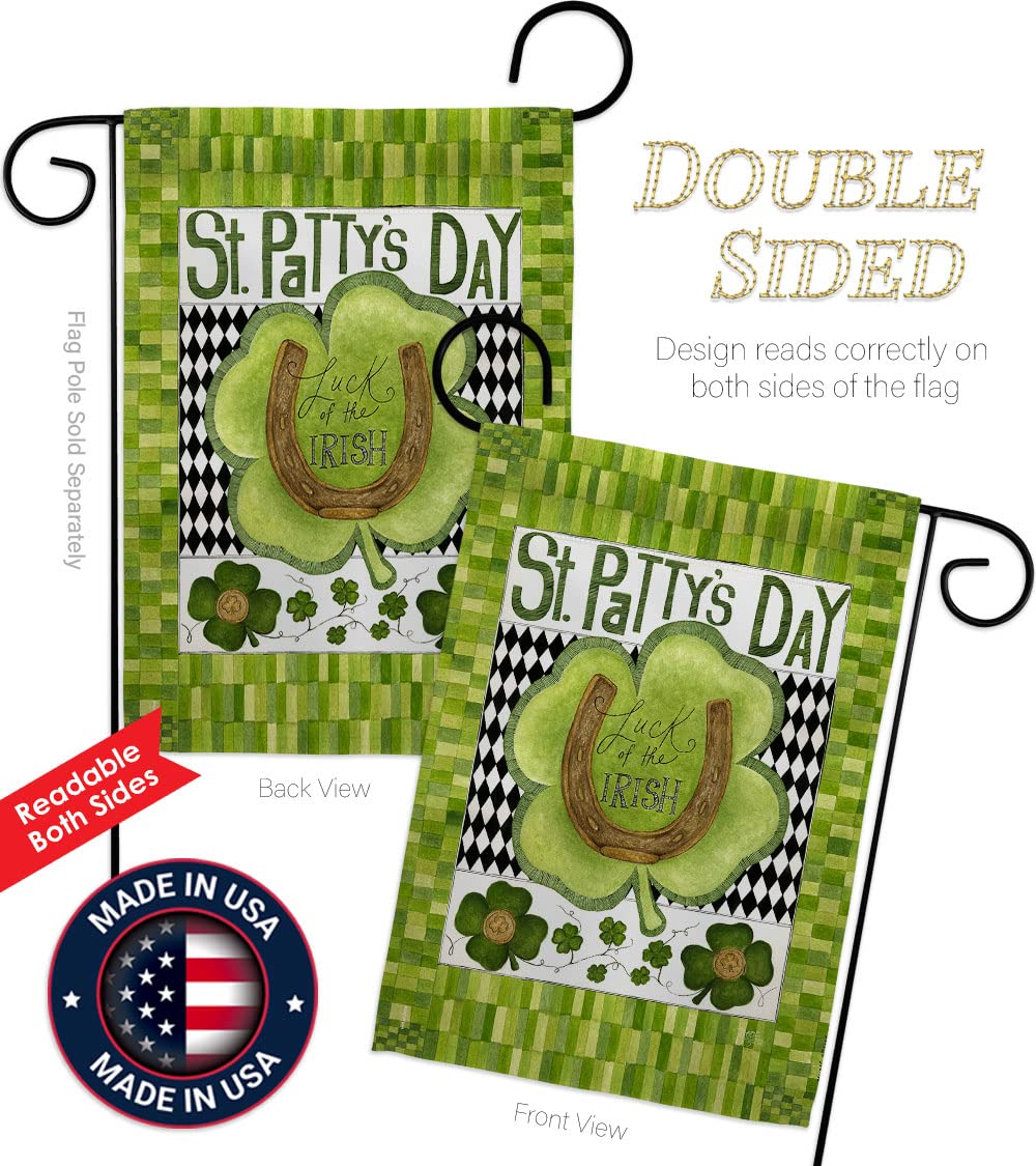 Luck of The Irish Clover St Patrick's Garden Flag 13x18.5