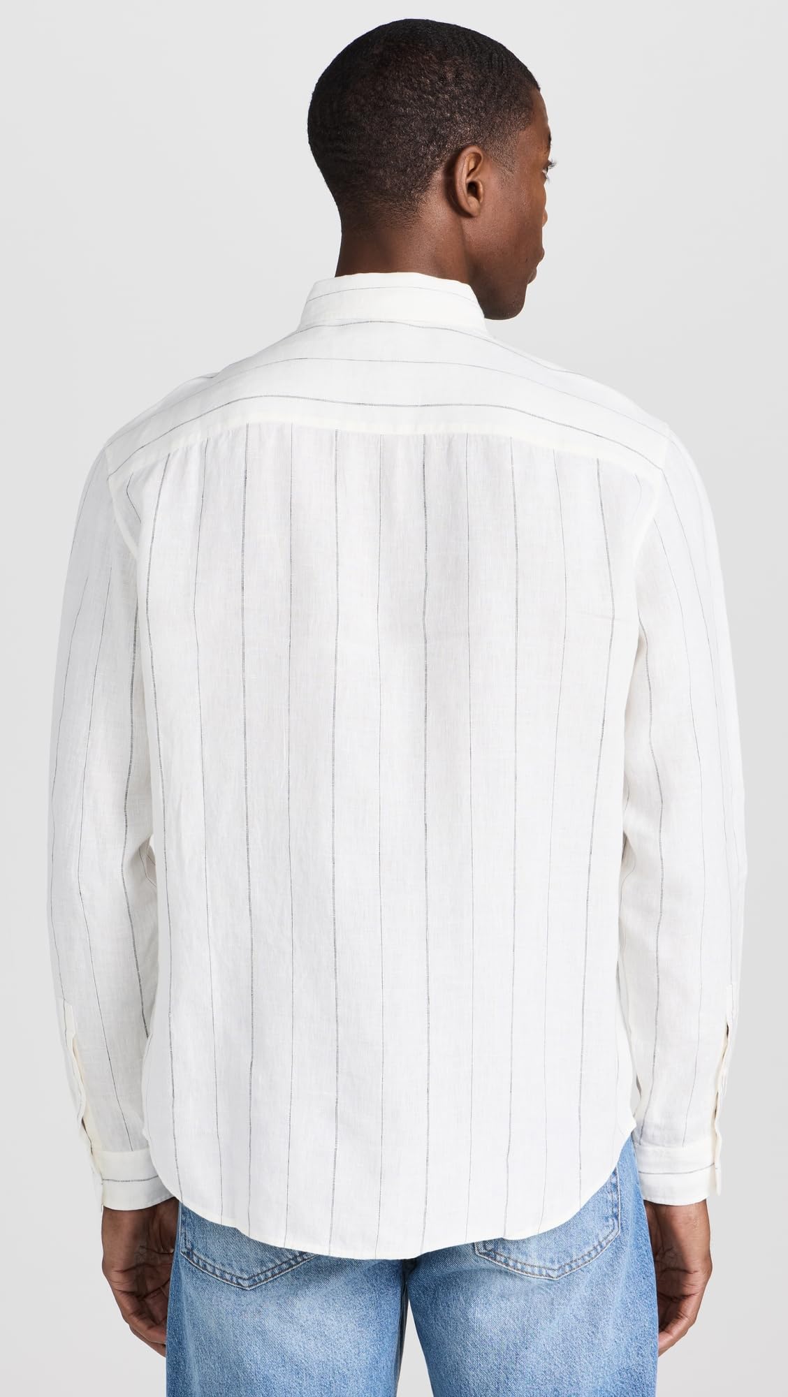 Club Monaco Men's Wide Stripe Linen Shirt - Breathable Summer Casual Button Down for Beach, Office & Outdoor Activities