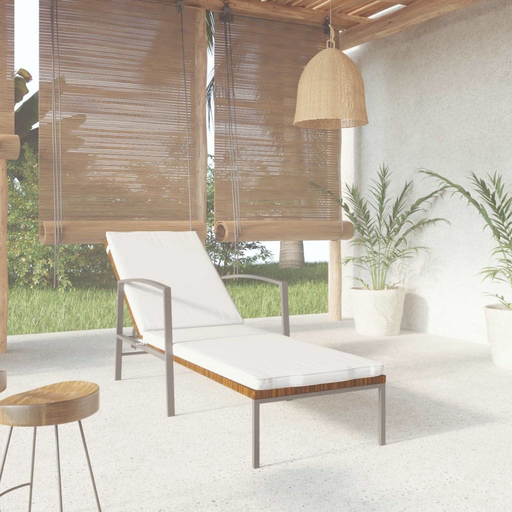 vidaXL Patio Lounge Chair - Adjustable Backrest Outdoor Chaise Lounge with Cushion, Brown Poly Rattan Sunbed for Backyard, Poolside & Garden Relaxation