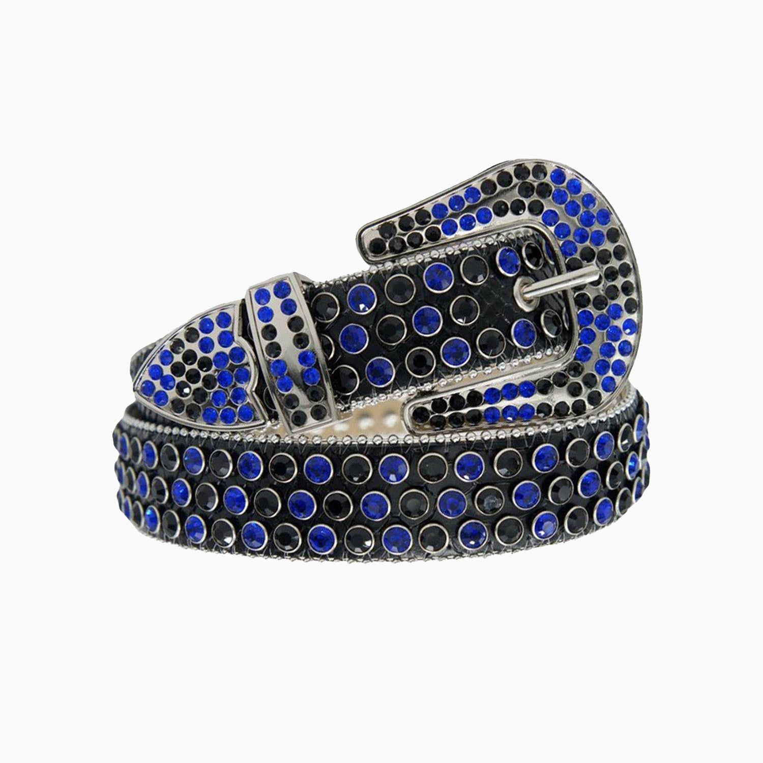 DNA Belt - Premium Black Leather Belt with Black & Blue Stones for Men | Stylish Fashion Accessory for Casual & Formal Outfits