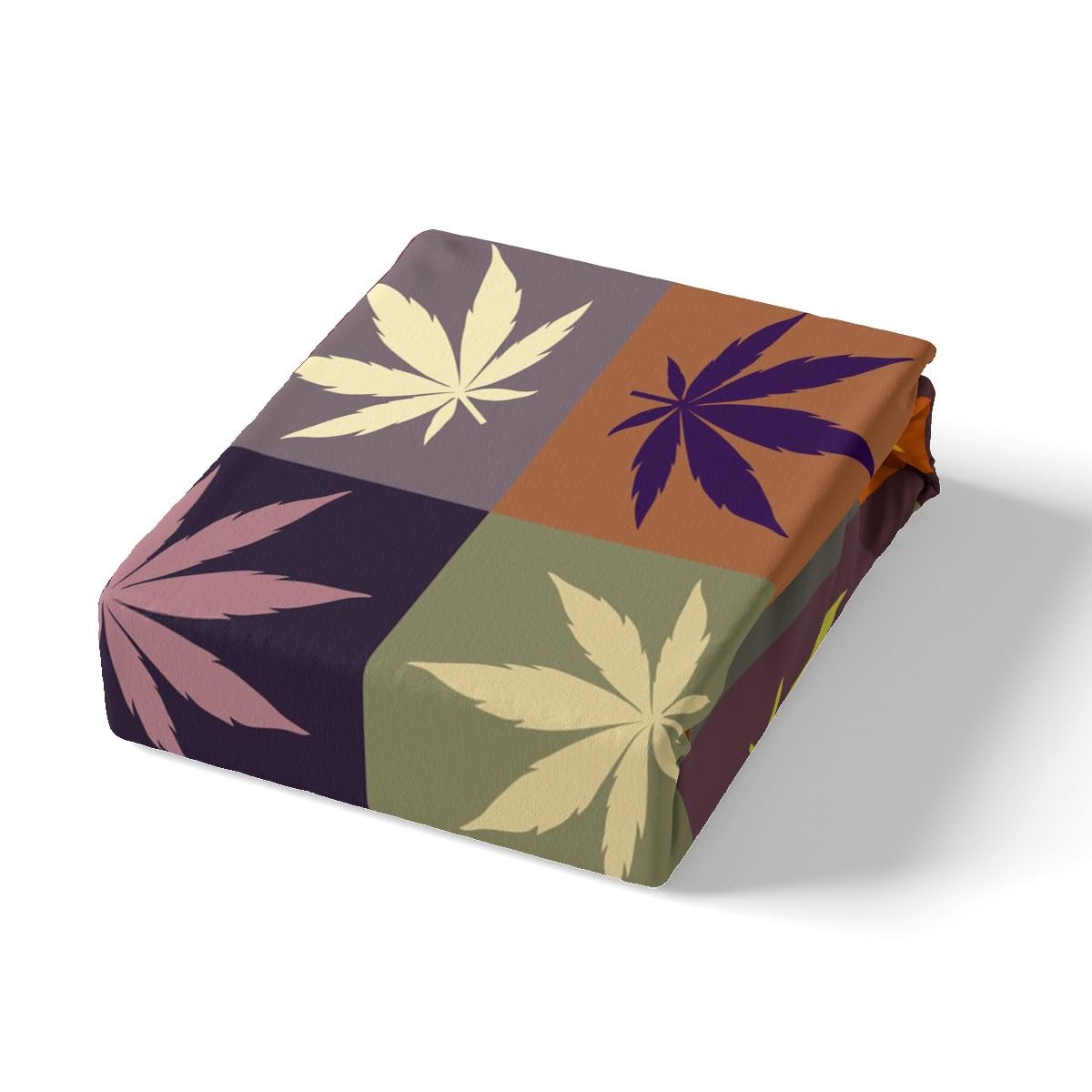 Cannabis Leaf Bed Sheet Set Queen Size - 4pc Marijuana Weed Leaf Printed Bedding with Deep Pocket Fitted Sheet, Flat Sheet & 2 Pillowcases - Soft & Durable for Teens, Adults & Cannabis Enthusiasts - Perfect for Themed Bedrooms, Dorm Rooms & Stoner Decor