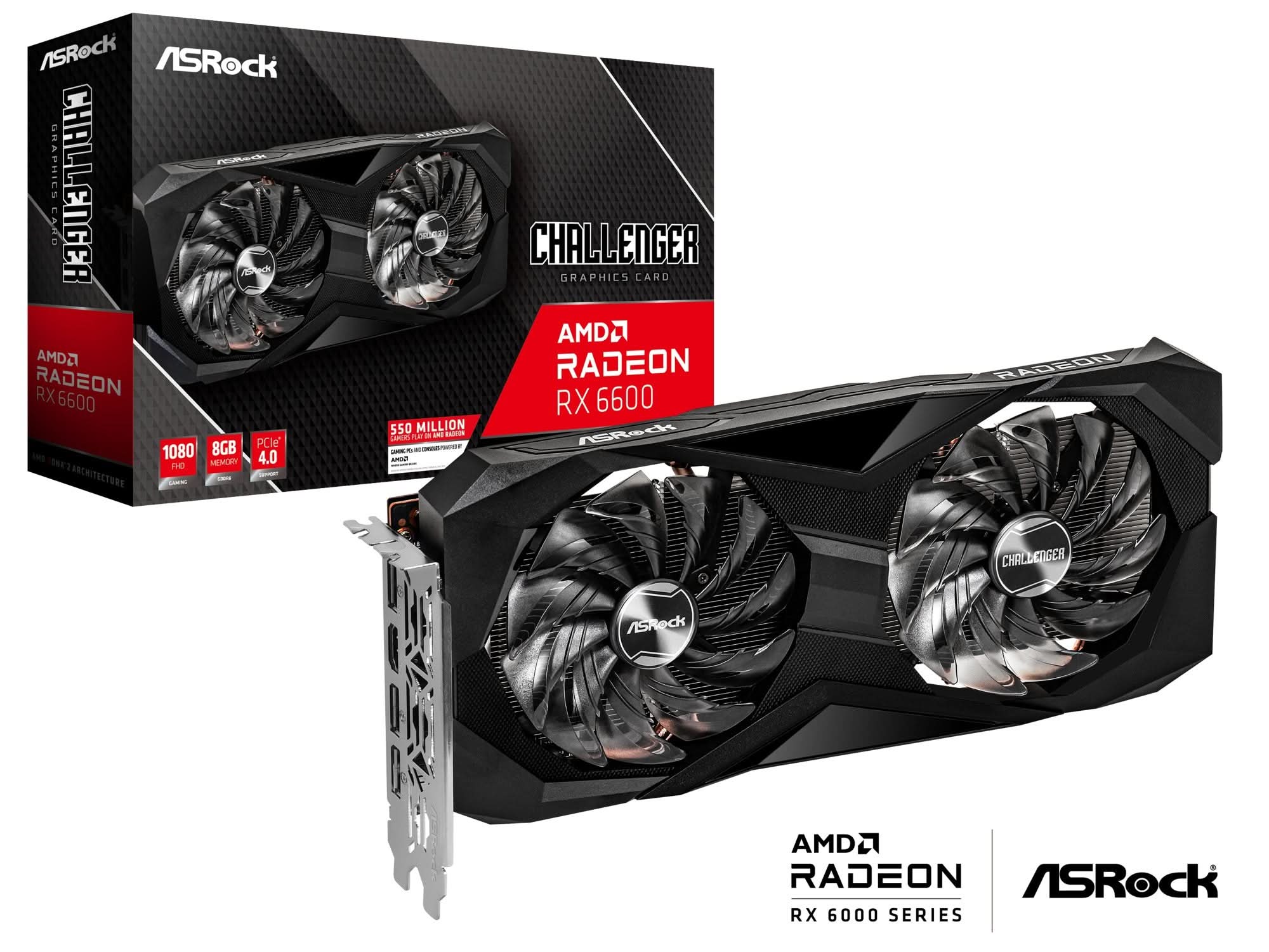 ASRock Challenger RX 6600 CLD 8G GDDR6 Gaming Graphics Card - AMD Radeon RX 6600 8GB GDDR6 PCIe 4.0 - Perfect for 1080p Gaming, VR & Video Editing