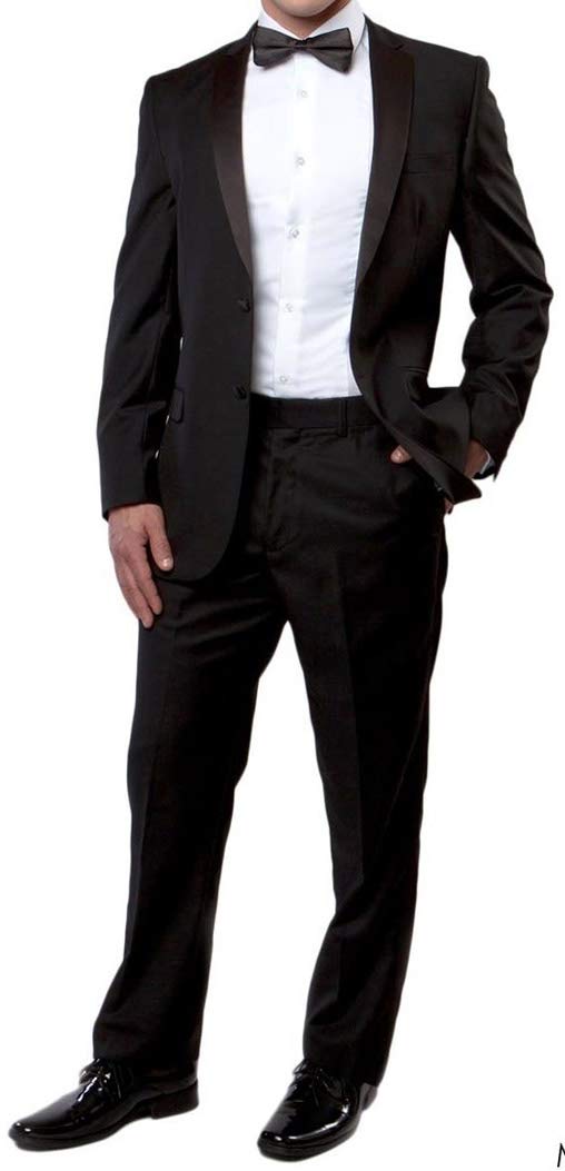 New Men's 5-Piece Complete Black Tuxedo Suit Set with Jacket, Pants, Shirt, Cummerbund & Bow Tie - Perfect for Weddings, Prom & Formal Events