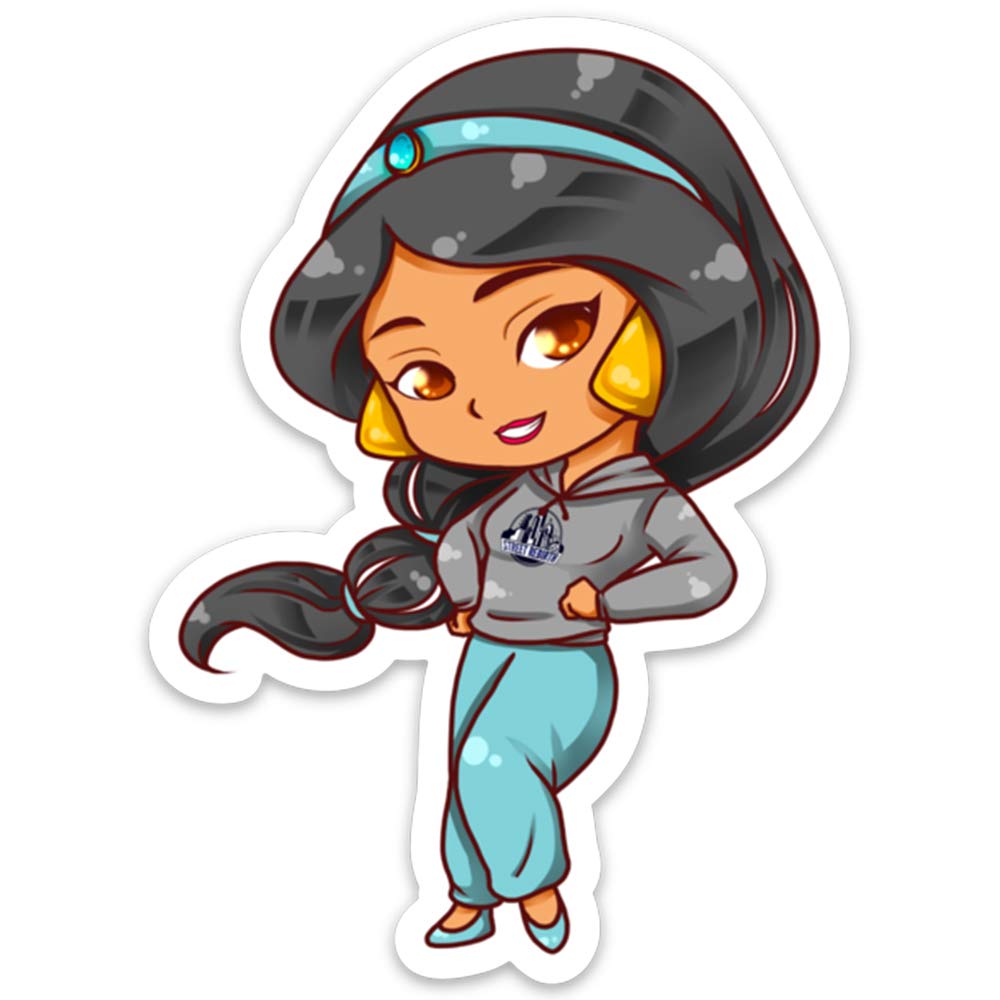 4 Inch Waterproof Jasmine Chibi Vinyl Stickers - Cute Laptop Decal, Hydro Water Bottle, Car & Skateboard Stickers - Funny Small Gift for Him or Her - Perfect for DIY Crafts, Personalizing Devices & Unique Gift Giving