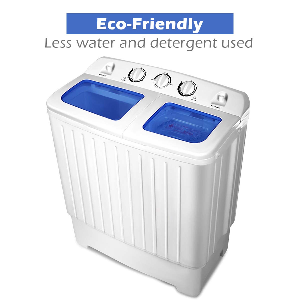 Giantex 20lbs Portable Twin Tub Washing Machine - Compact Mini Washer & Spinner for Apartments, Camping, RVs - Blue & White | Perfect for Small Spaces, Travel & Off-Grid Living