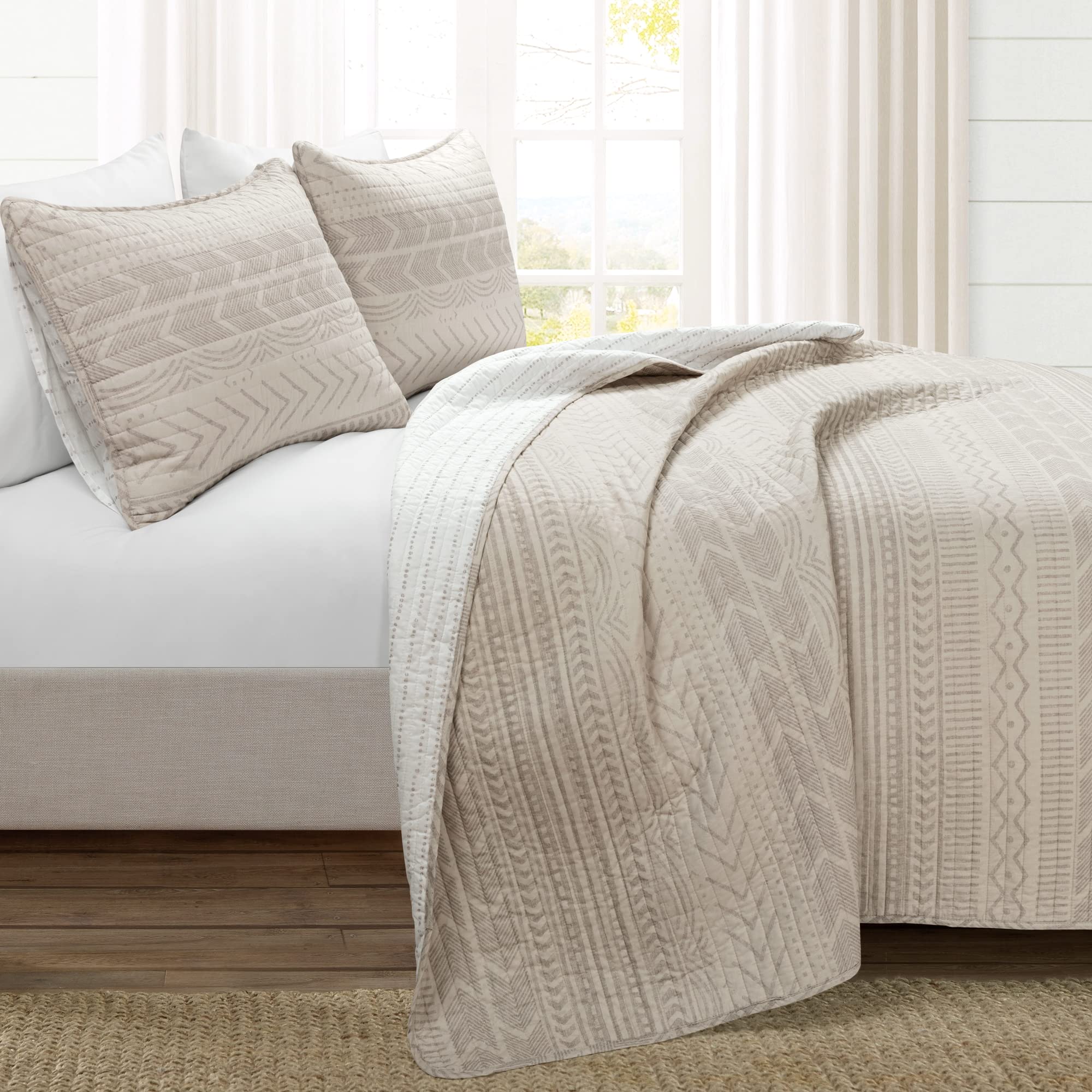 Lush Hygge Geo Quilt Set King Wheat - Cozy Bedroom Decor
