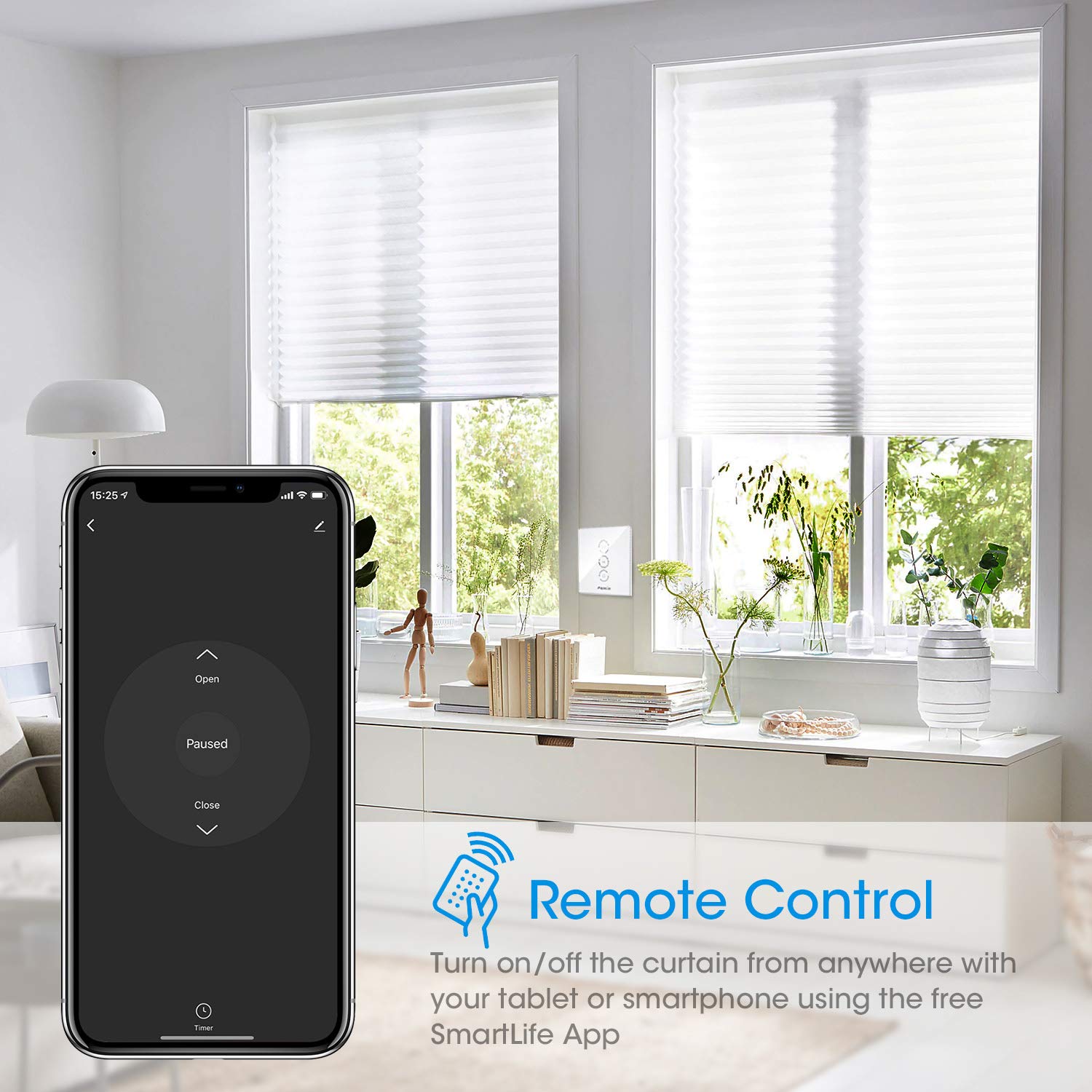 Maxcio WiFi Smart Roller Shade Switch - Compatible with Alexa & Google Home, Timer & Group Control for Awnings, Blinds & Curtains - White | Perfect for Smart Home Automation & Energy Savings
