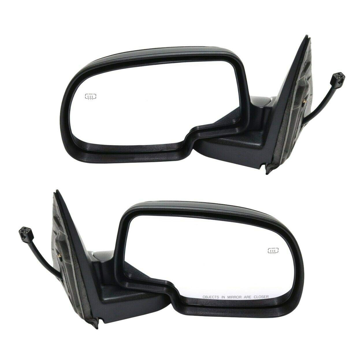 Power Heated Side View Mirrors - Smooth Black with Puddle Lights - Pair for Cars, Trucks & SUVs - Enhanced Visibility & Safety in Rain & Night Driving