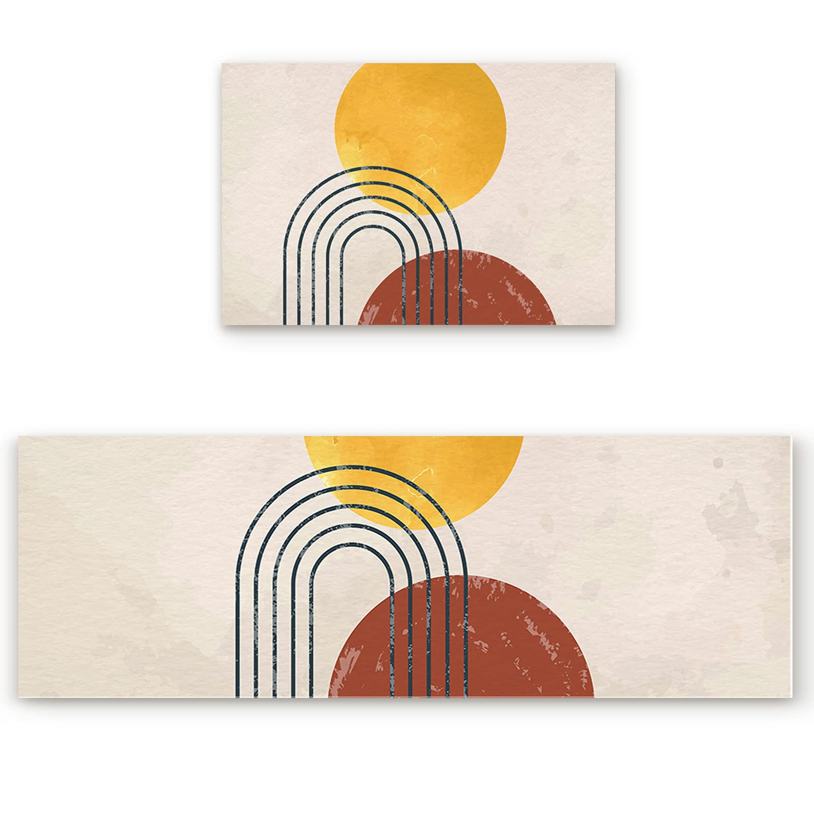 **Non-Slip Washable Kitchen Rugs - Cushioned Waterproof Floor Mat for Kitchen, Sink & Laundry - Mid-Century Modern Abstract Design - Anti-Fatigue Standing Comfort - Perfect for Cooking, Dishwashing & Home Decor**