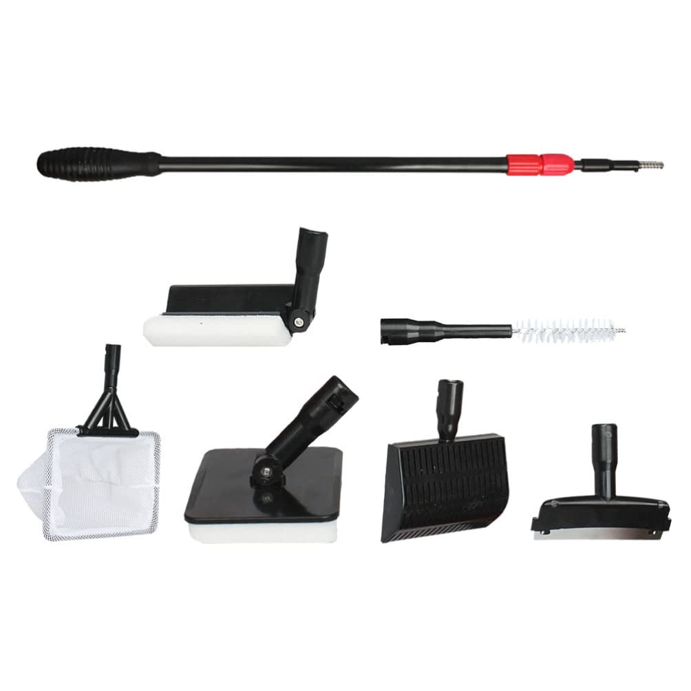 Balacoo Fish Tank Cleaning Kit - 5-Piece Aquarium Brush Set with Scraper, Algae Remover & Cleaning Net - Essential Fish Tank Maintenance Tools for Freshwater & Saltwater Aquariums - Perfect for Glass & Acrylic Tanks