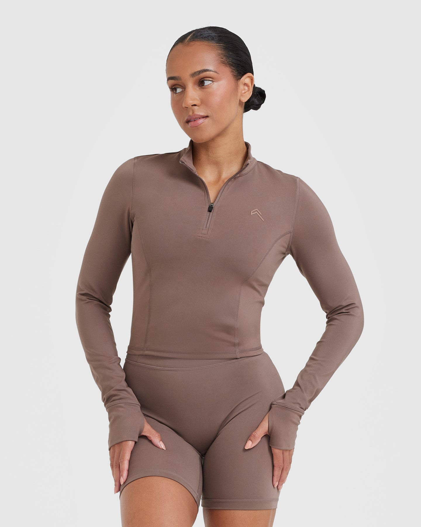 Timeless Half Zip Mid Long Sleeve Top for Women | Cool Brown Pullover Sweater | Casual Fall & Winter Outfits, Outdoor Hiking, Layering Essentials