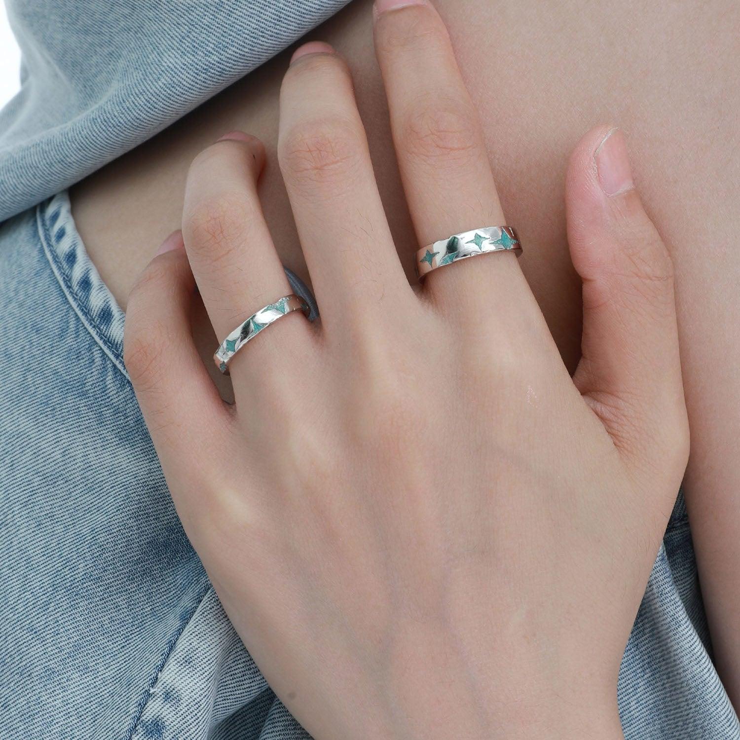 Starry Night Sterling Silver Adjustable Opening Ring for Women - Elegant Celestial Jewelry Gift for Her - Perfect for Everyday Wear, Date Nights & Special Occasions
