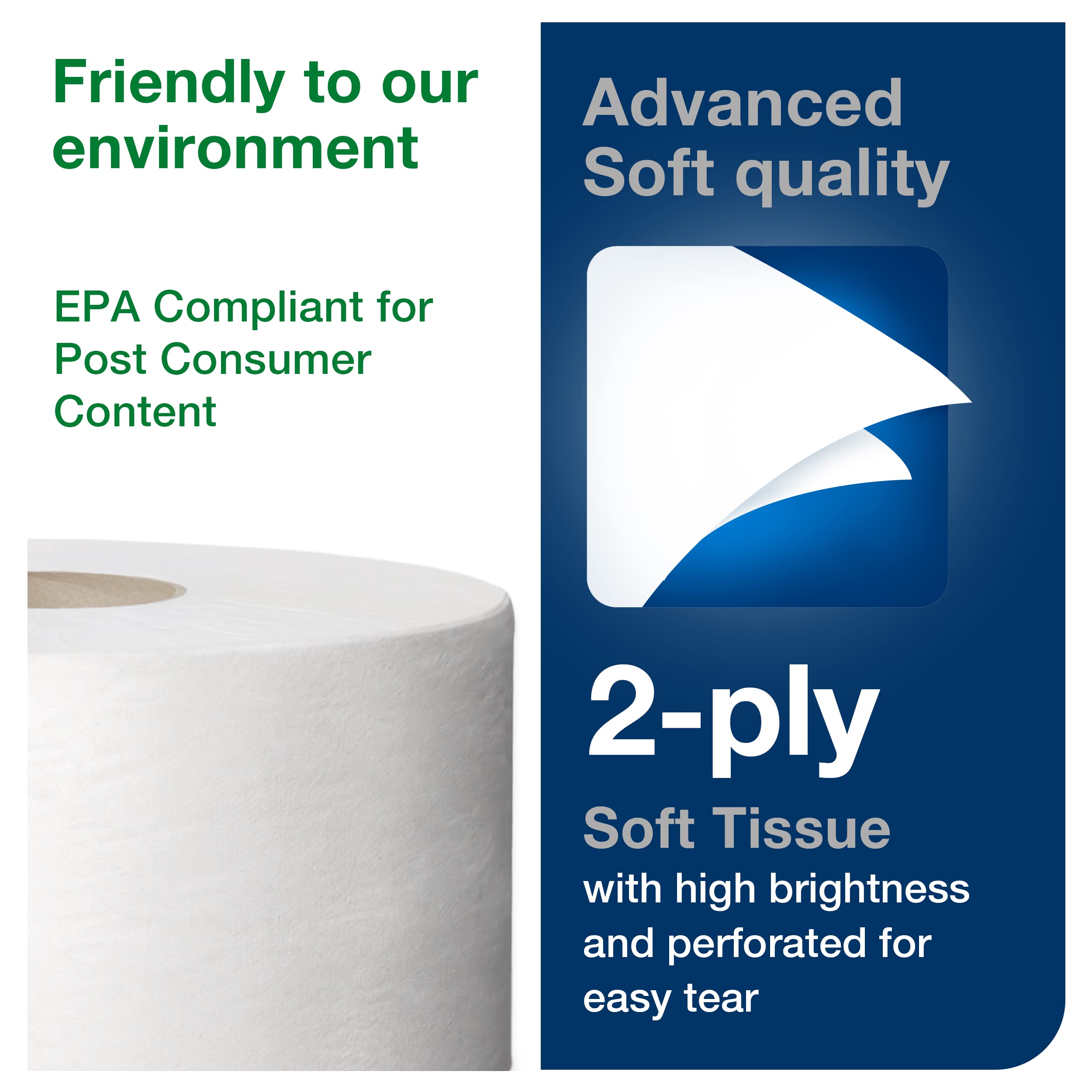 Tork Twin Mini Jumbo Toilet Paper Roll Dispenser with Refill - White, Soft Bath Tissue (12 Rolls x 1075 Sheets) - Space-Saving Bathroom & Office Solution