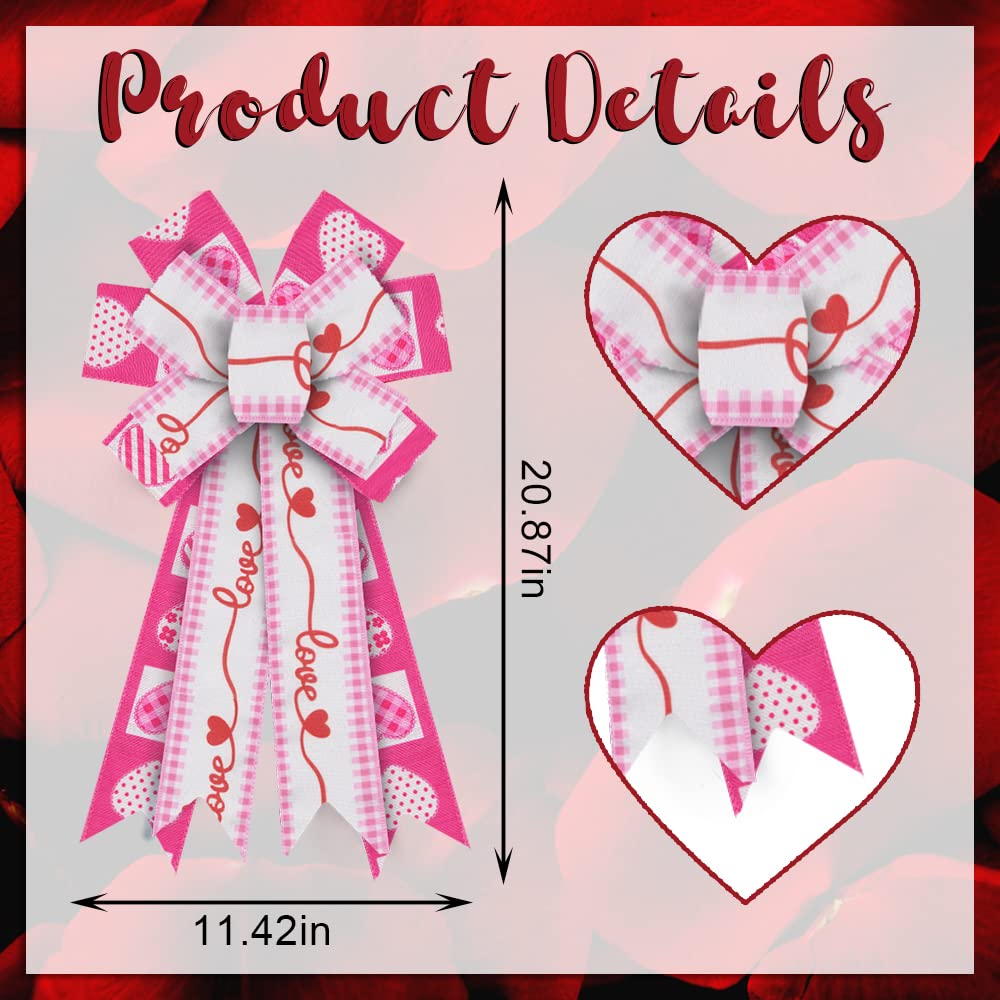 Valentine's Wreath Bows - Pink White Burlap for Door Decor & Party