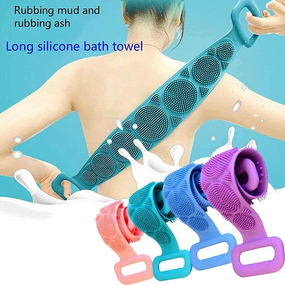 Double Sided Silicone Body Scrubber - Exfoliating Back Brush for Deep Skin Cleaning & Dead Skin Removal - Massage Shower Brush for Men & Women - Perfect for Bath, Spa & Relaxation (Multi Color, Pack of 1)