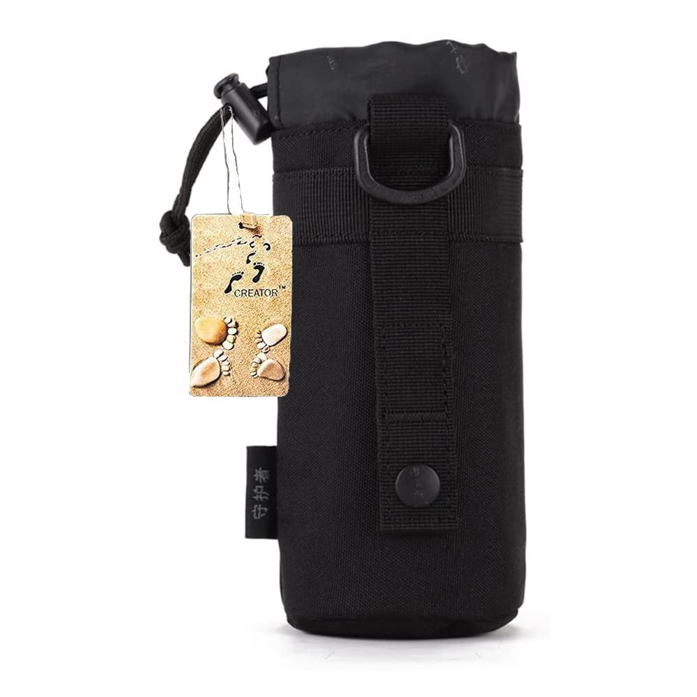 CREATOR Adjustable Tactical Water Bottle Pouch - MOLLE Compatible Hydration Carrier for Backpacks, Waist Bags & Belts - Foldable Design for Hiking, Camping & Outdoor Adventures
