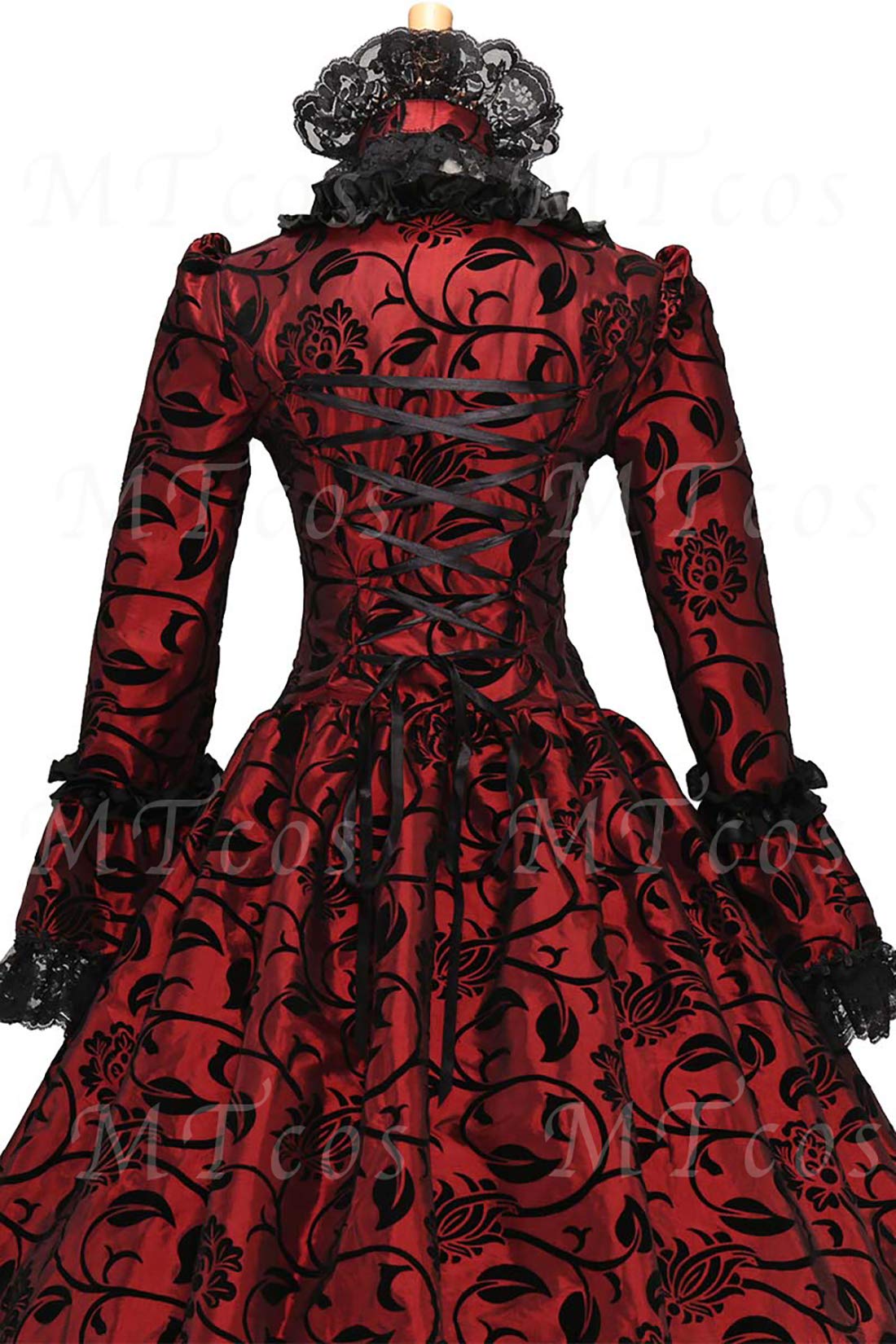 Victorian Gothic Lolita Dress with Ruffles & Floral Print - Elegant Georgian Era Costume for Cosplay, Tea Parties & Historical Reenactments