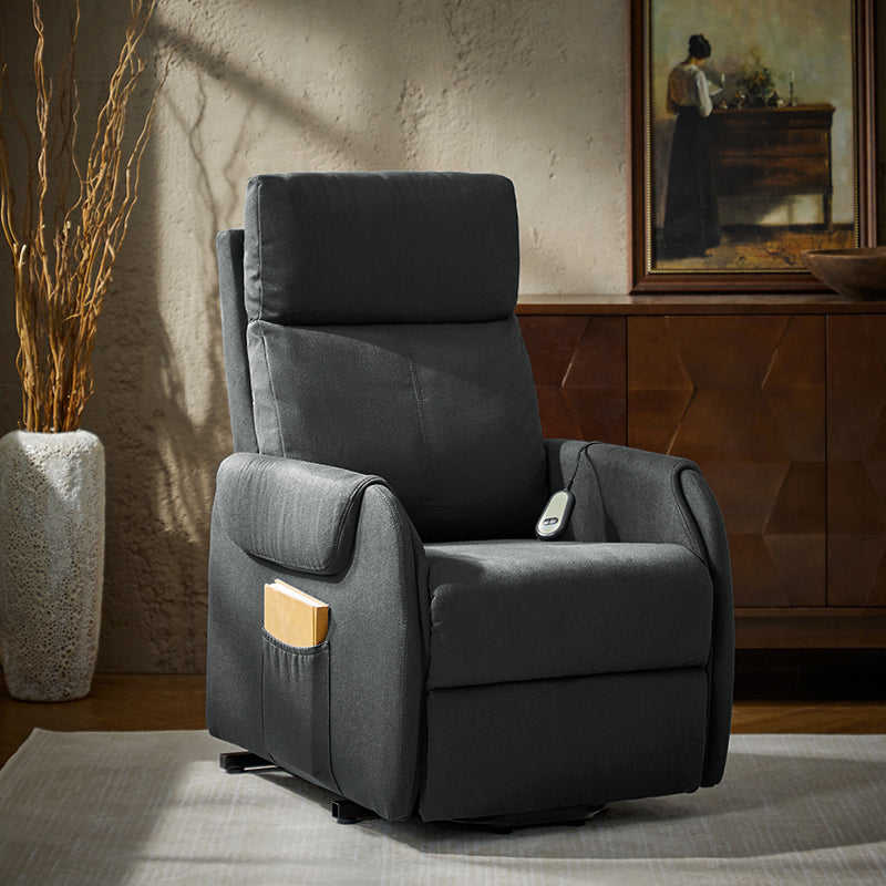 Justo Power Wired Controller Recliner Chair - Electric Lift Recliner with Remote Control for Living Room, Home Theater & Elderly Comfort (Brown) - Perfect for Relaxation, Movie Nights & Mobility Assistance