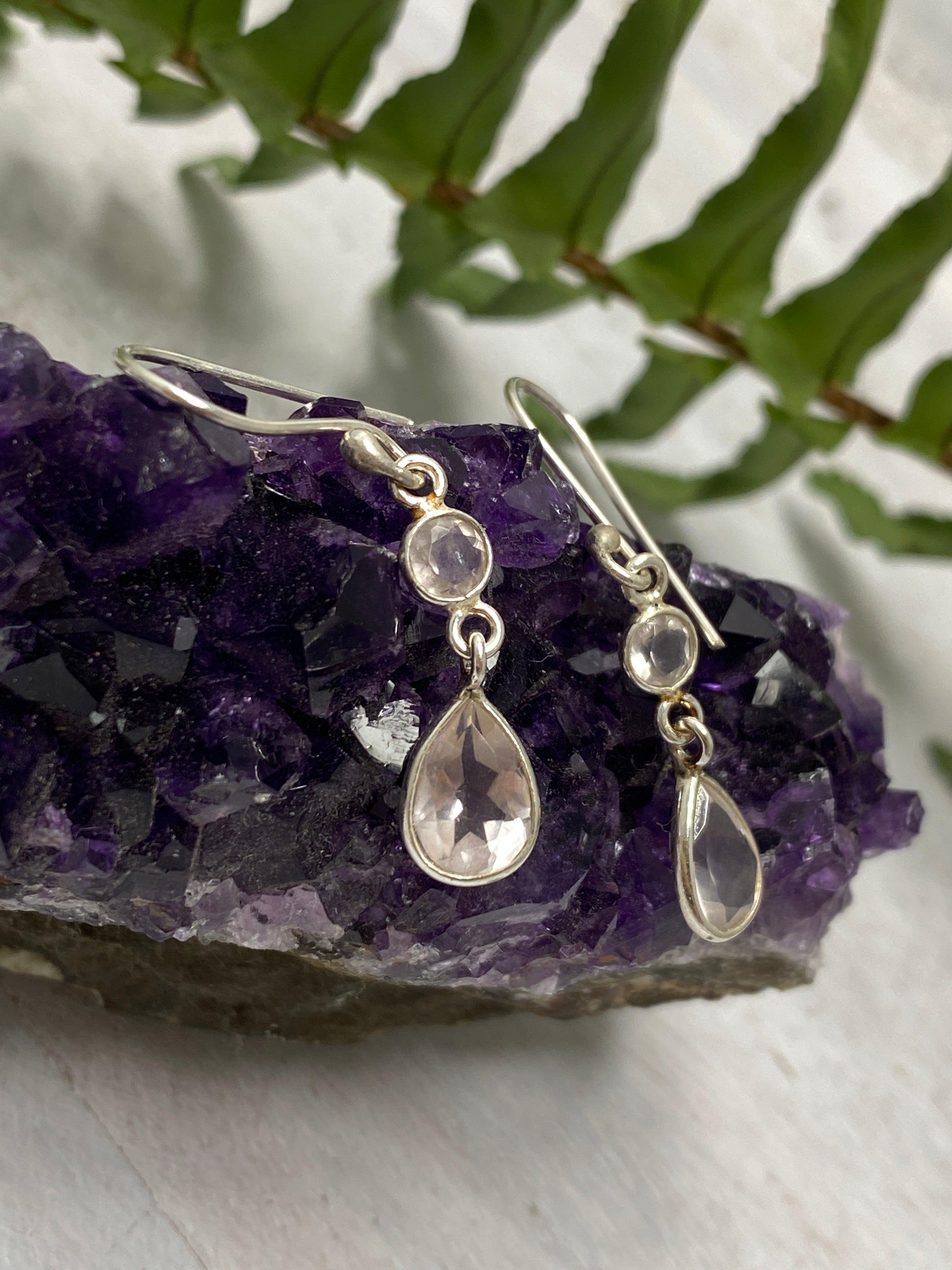 Rose Quartz Multi Stone Earrings KEGJ1168 - Elegant Healing Crystal Jewelry for Women, Perfect for Gifts, Meditation & Everyday Wear